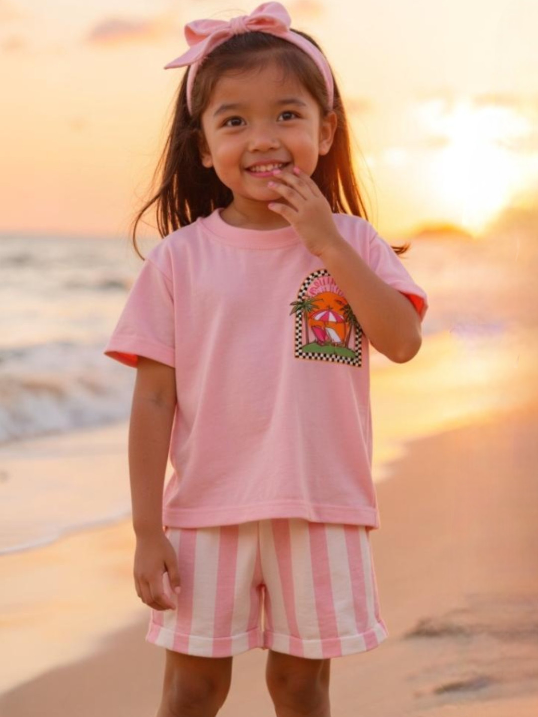 Nap Chief Girls California North Printed Pure Cotton T-Shirt with Shorts