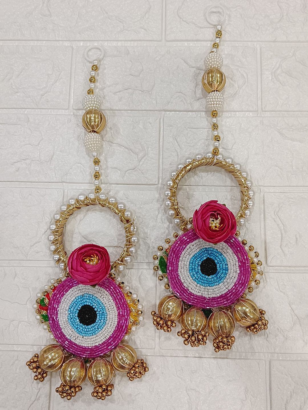 Sellplus Evileye Fabric Ethnic Motifs Matte Hanging Hall 2Pcs Wall Hangings-12In