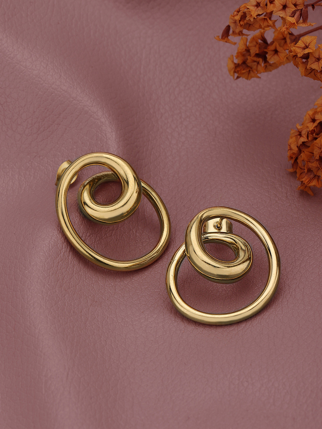 Carlton London Gold Plated Fibonacci spiral Stud Earring