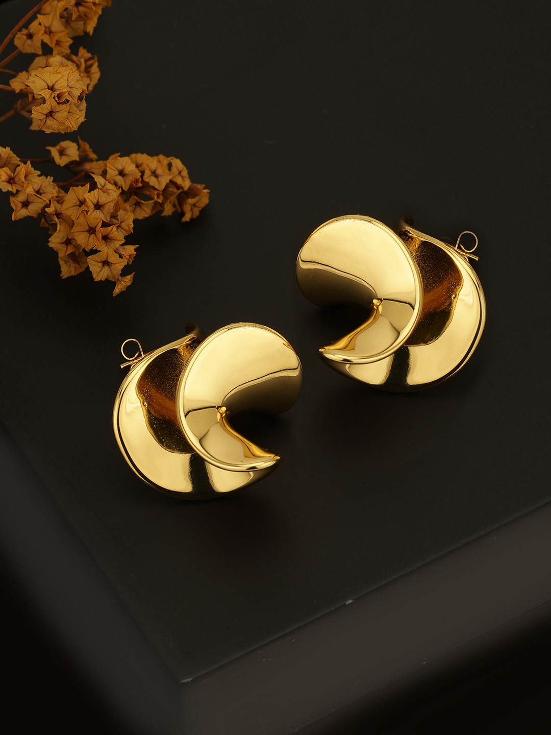 Carlton London Gold Plated Conemporary Drop Earring