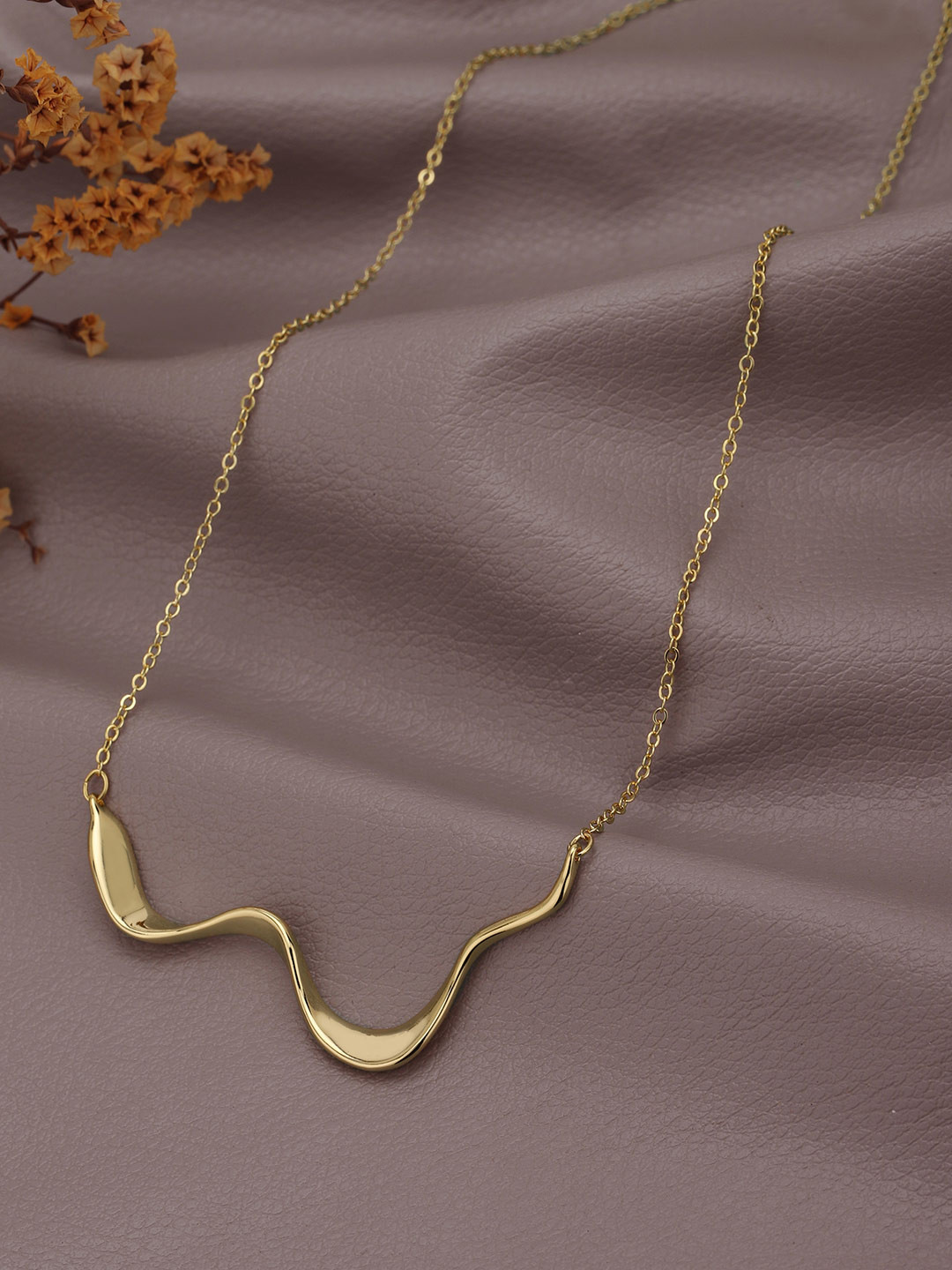 Carlton London Gold Plated Curved Bar Necklace