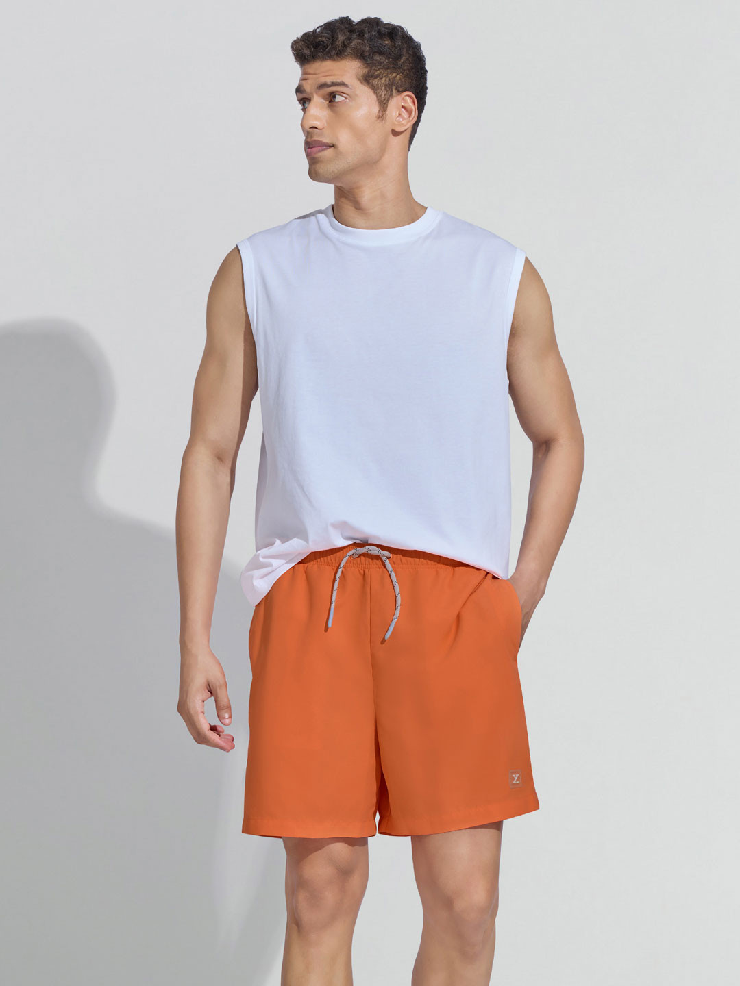 XYXX Men Solid Aqua Honey Orange Regular fit Quick Dry Swim Shorts