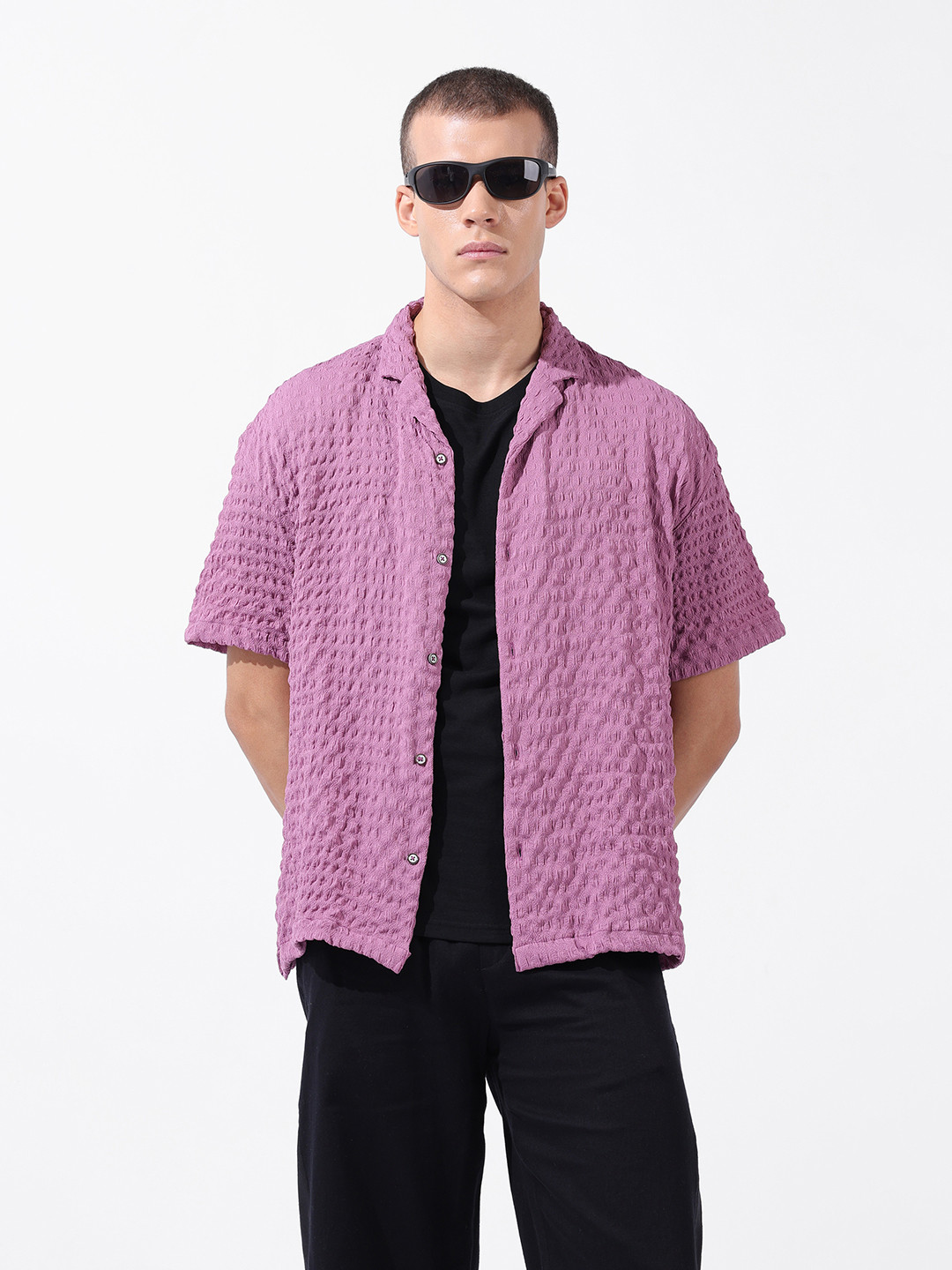 The Indian Garage Co Men Relaxed Fit Self Design Resort Wear Shirt