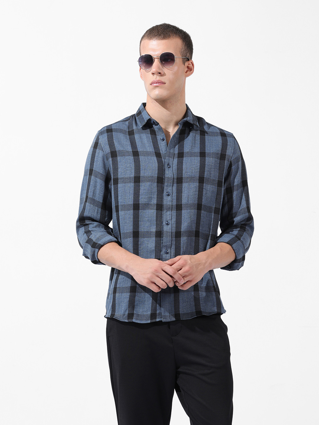 The Indian Garage Co Men Regular Fit Checkered Yarn Dyed Casual Shirt