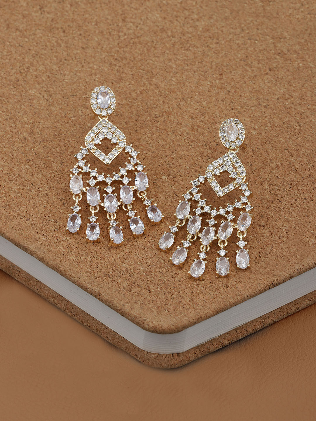 Gold Plated CZ Chandelier Drop Earring