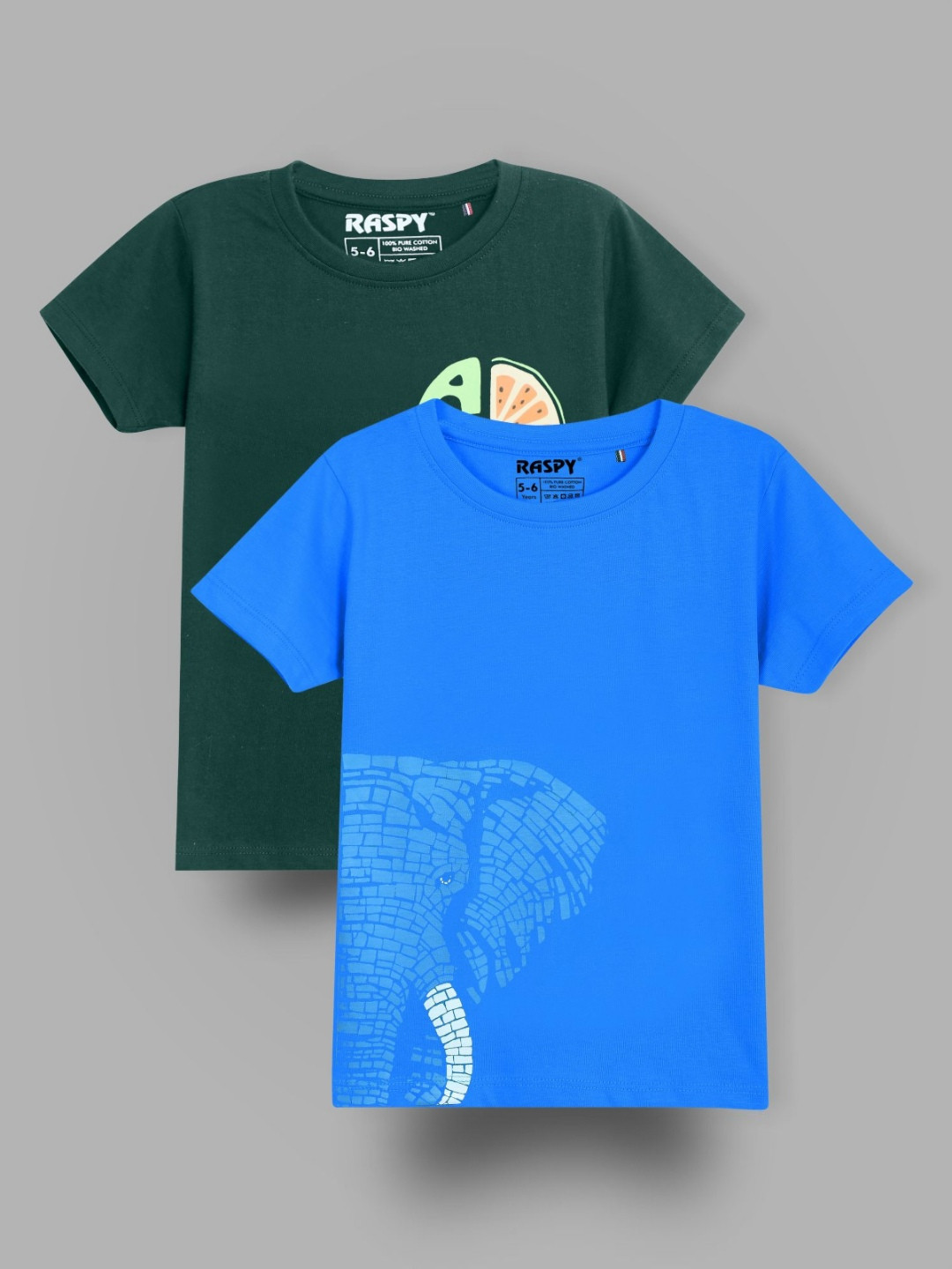 RASPY Boys 2 Pack Of 2 Graphic Printed Round Neck Pure Cotton Regular Fit T-Shirts