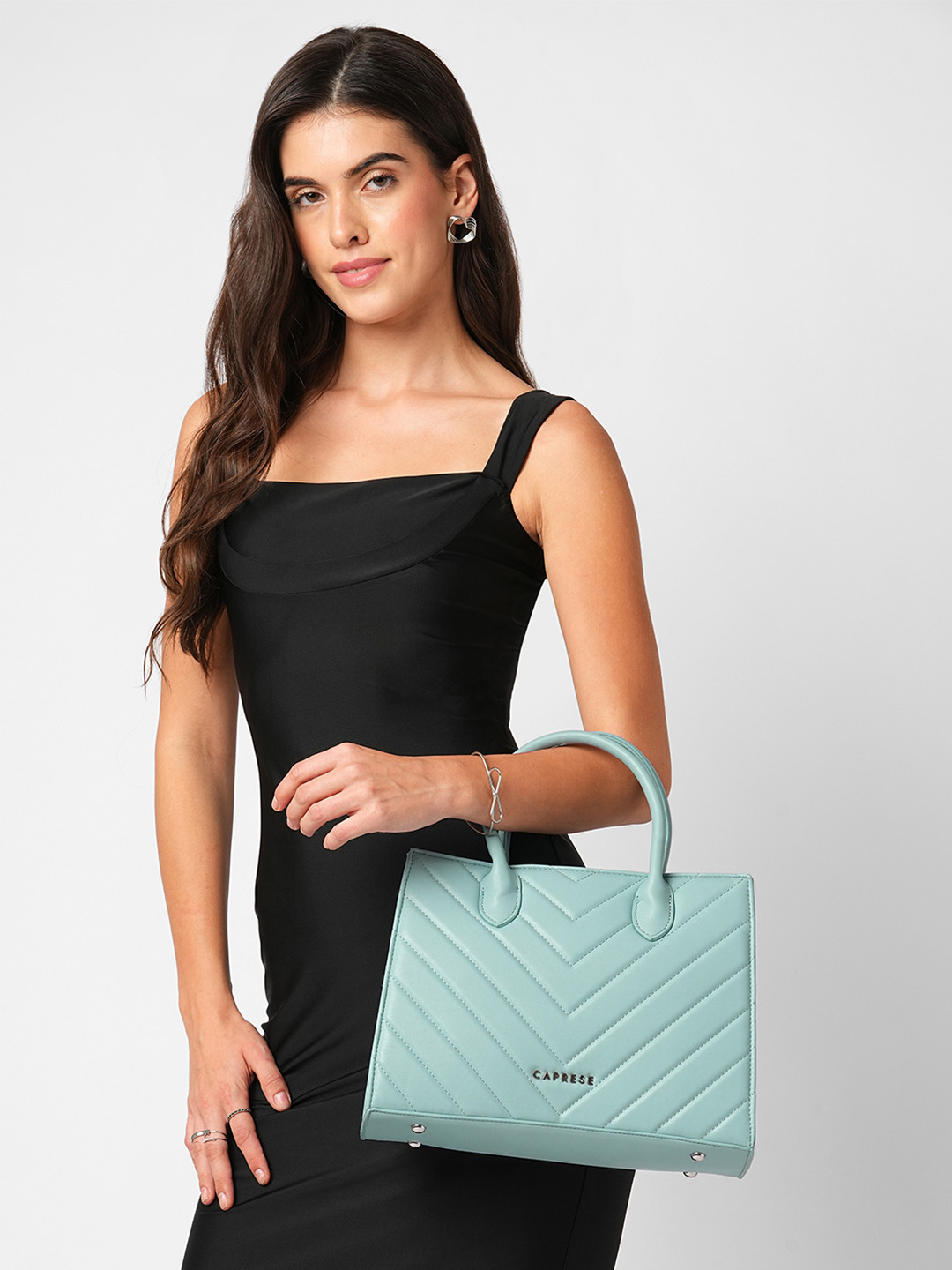 Caprese Riko Women Blue Medium Satchel Bag