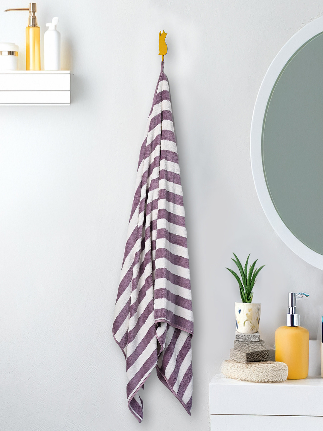 MARKET99 Light Purple Stripe Bath Towel
