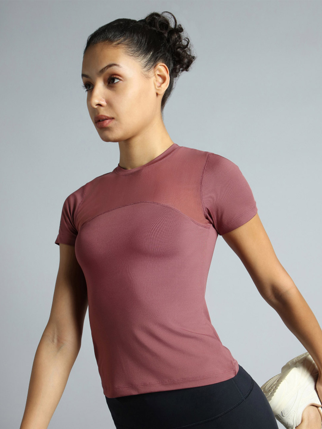 CULT Women Pink True Performance Sculpted Slim Fit T-shirt