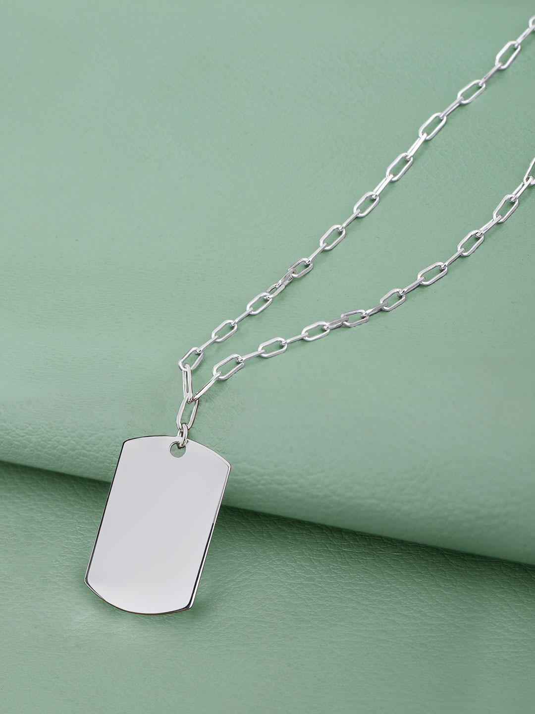 Silver Plated Dog Tag Pendant and Chain
