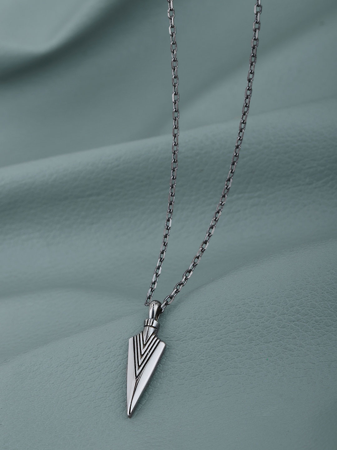 Silver Plated Oxidised Arrowhead Pendant and Chain