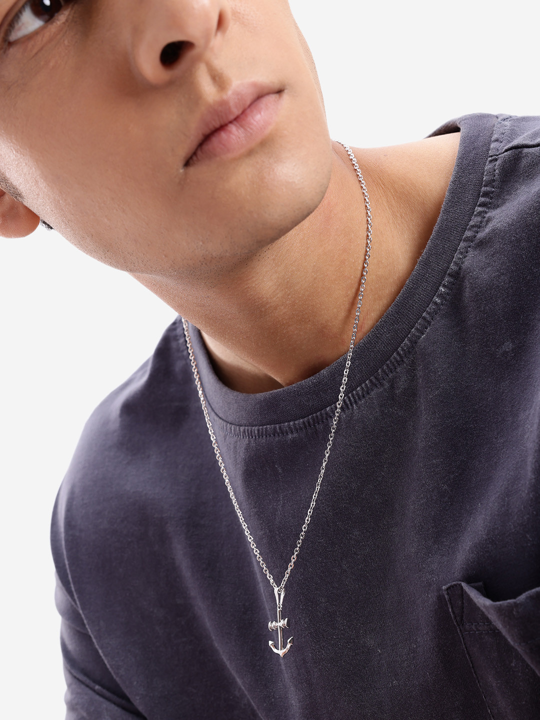 Silver Plated Ship Anchor Pendant and Chain