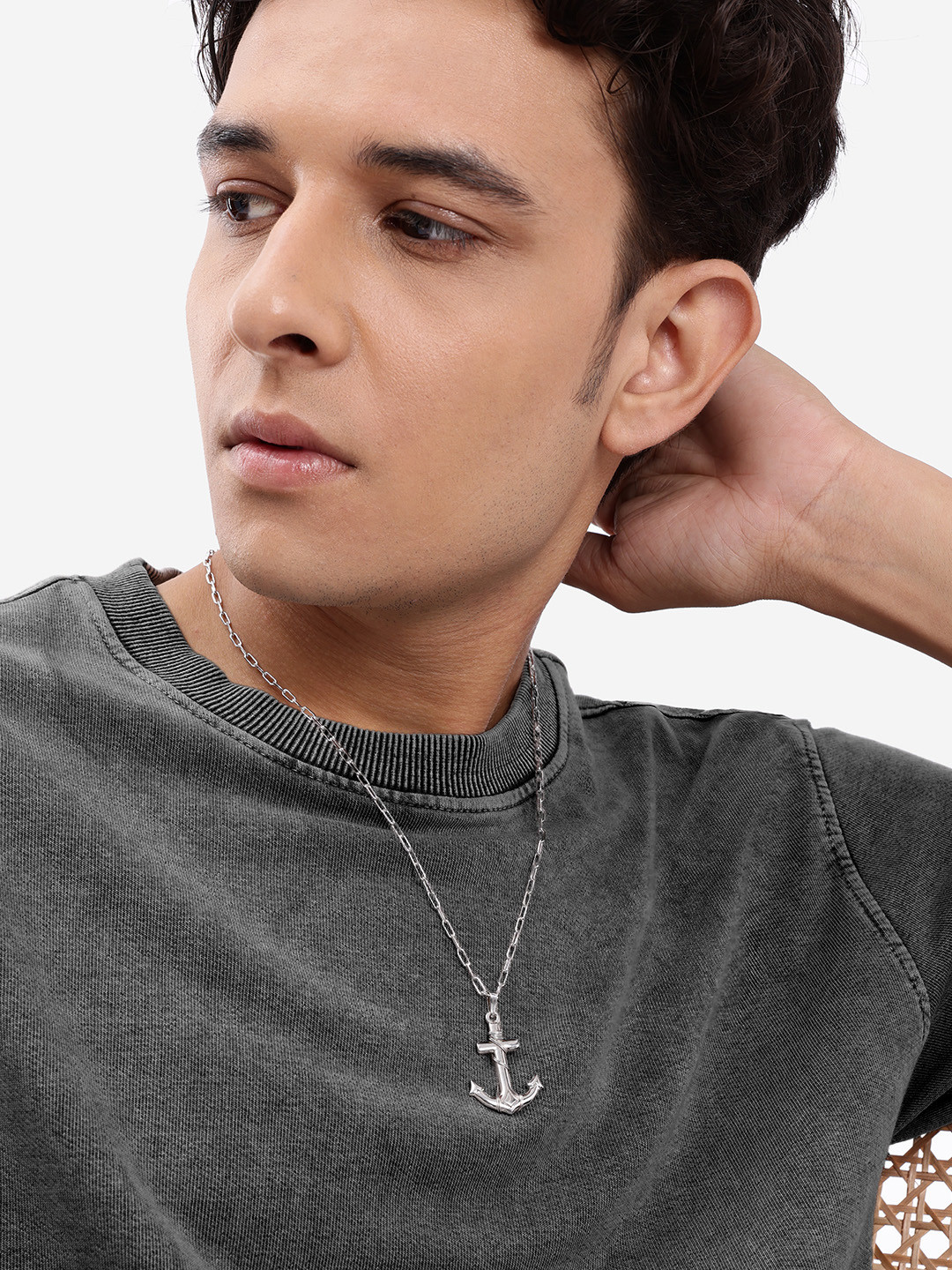 Silver Plated Anchor Pendant and Chain