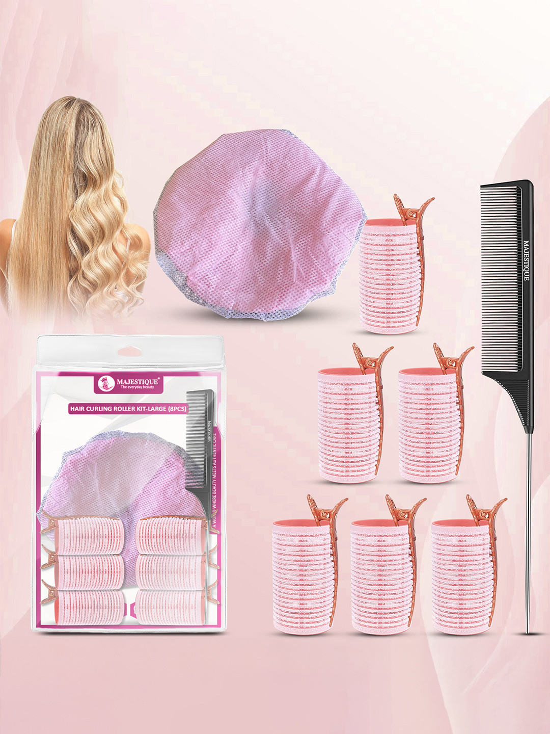 MAJESTIQUE Set Of 8 Hair Rollers Curling Kit