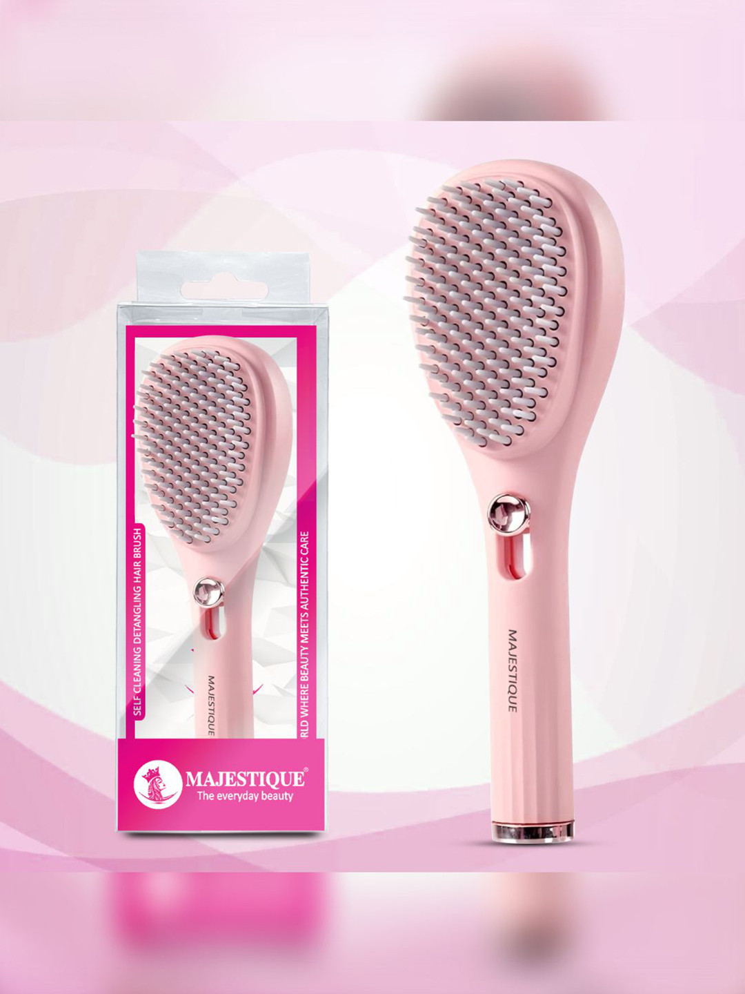 MAJESTIQUE Self Cleaning Detangling Hair Brush