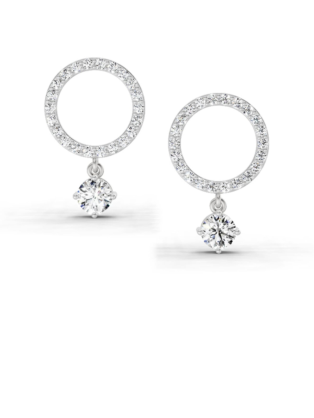 Sparkles Lab Grown Diamond 1.21 Carat Circle Drop Stud Earrings 14K White Gold