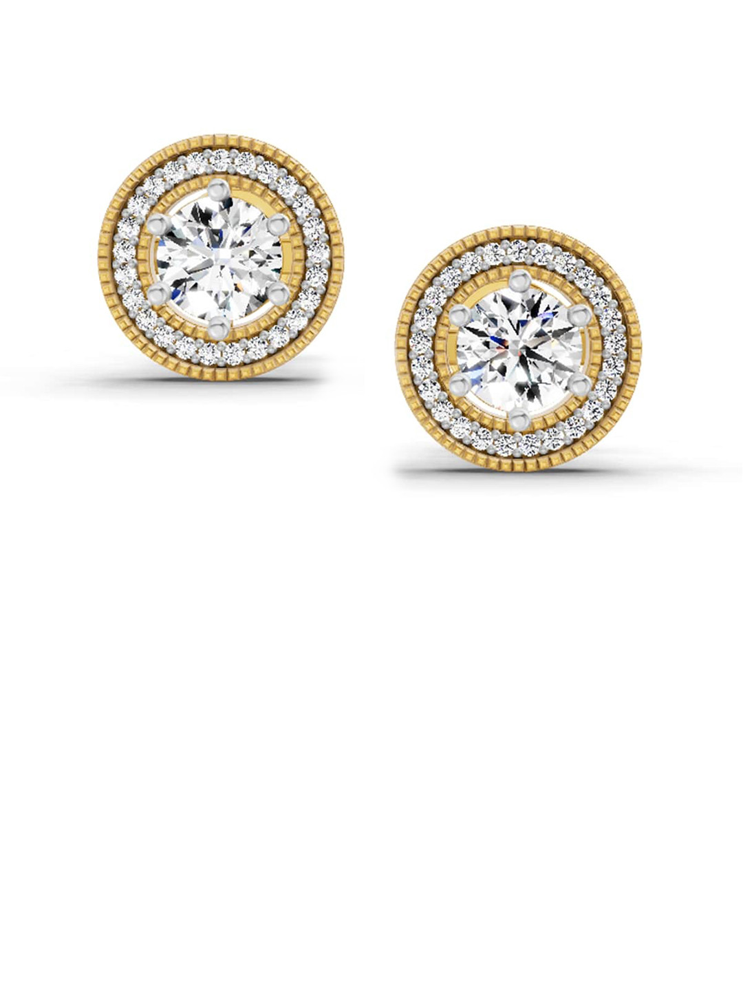 Sparkles Lab Grown Diamond 1.40 Ct Round Shape Earrings 14K Yellow Gold