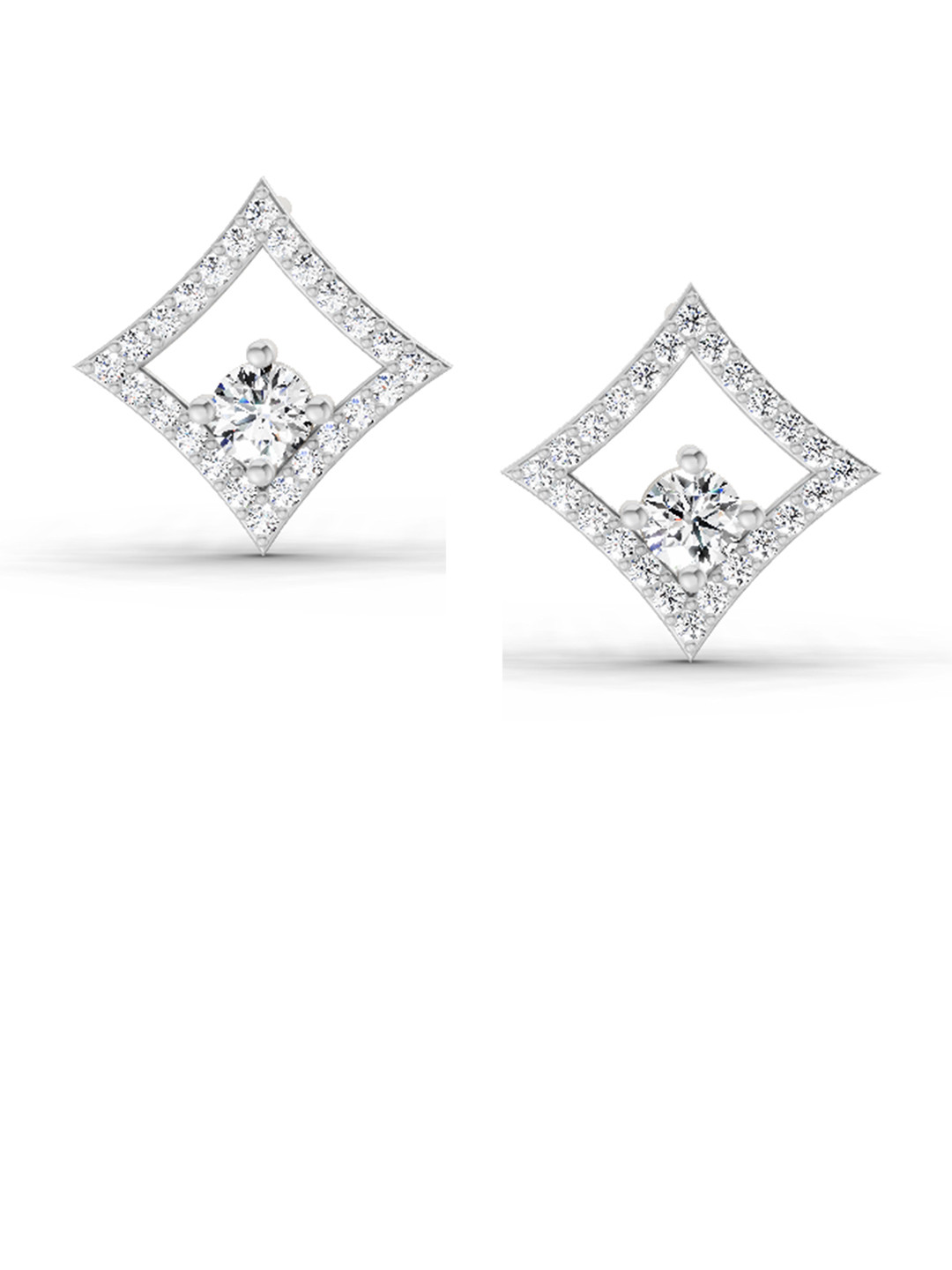 Sparkles Lab Grown Diamond 0.79 Carat Round Kite Stud Earrings 14K White Gold