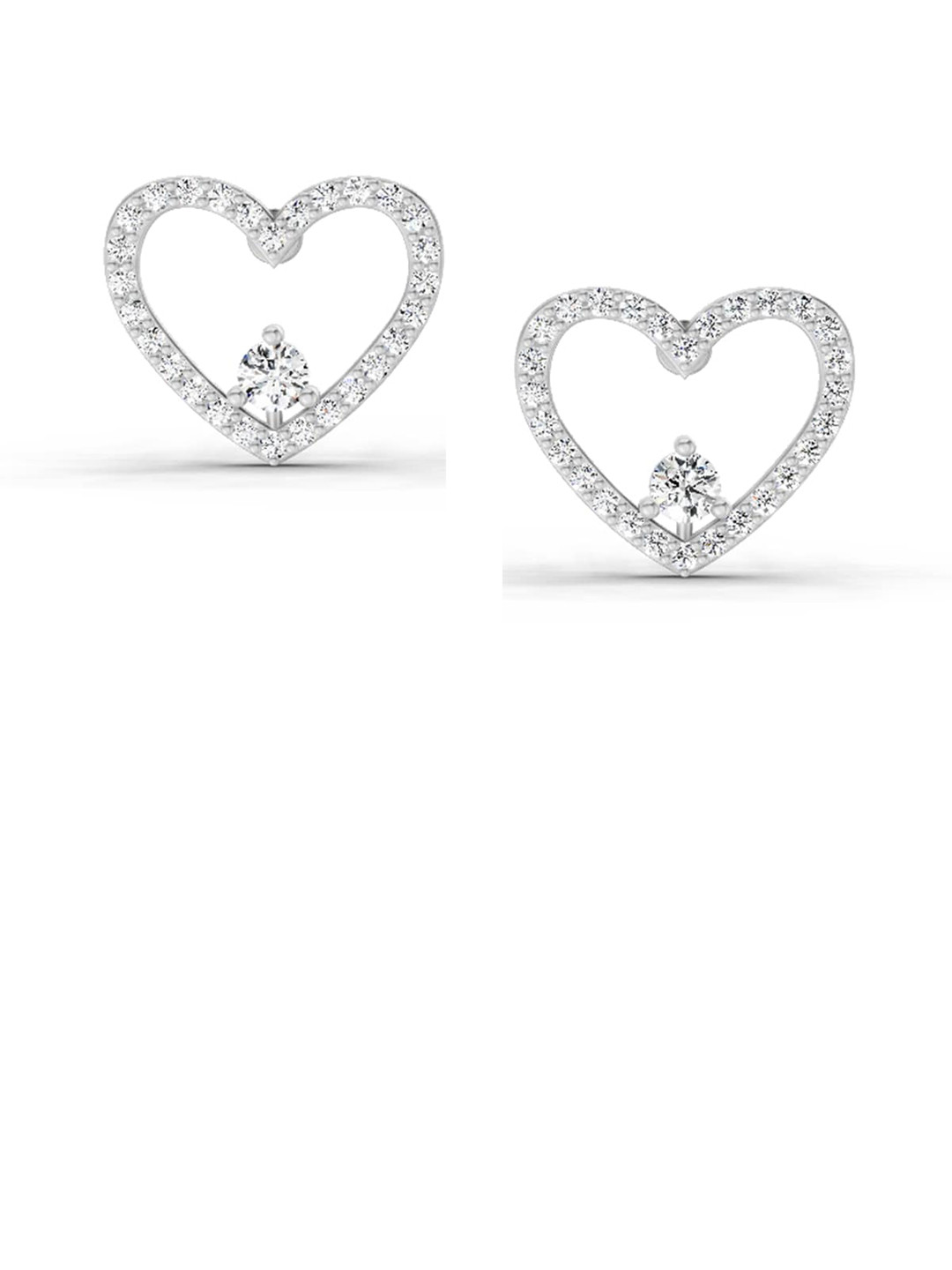 Sparkles Lab Grown Diamond 0.66 Carat Heart Halo Stud Earrings 14K White Gold
