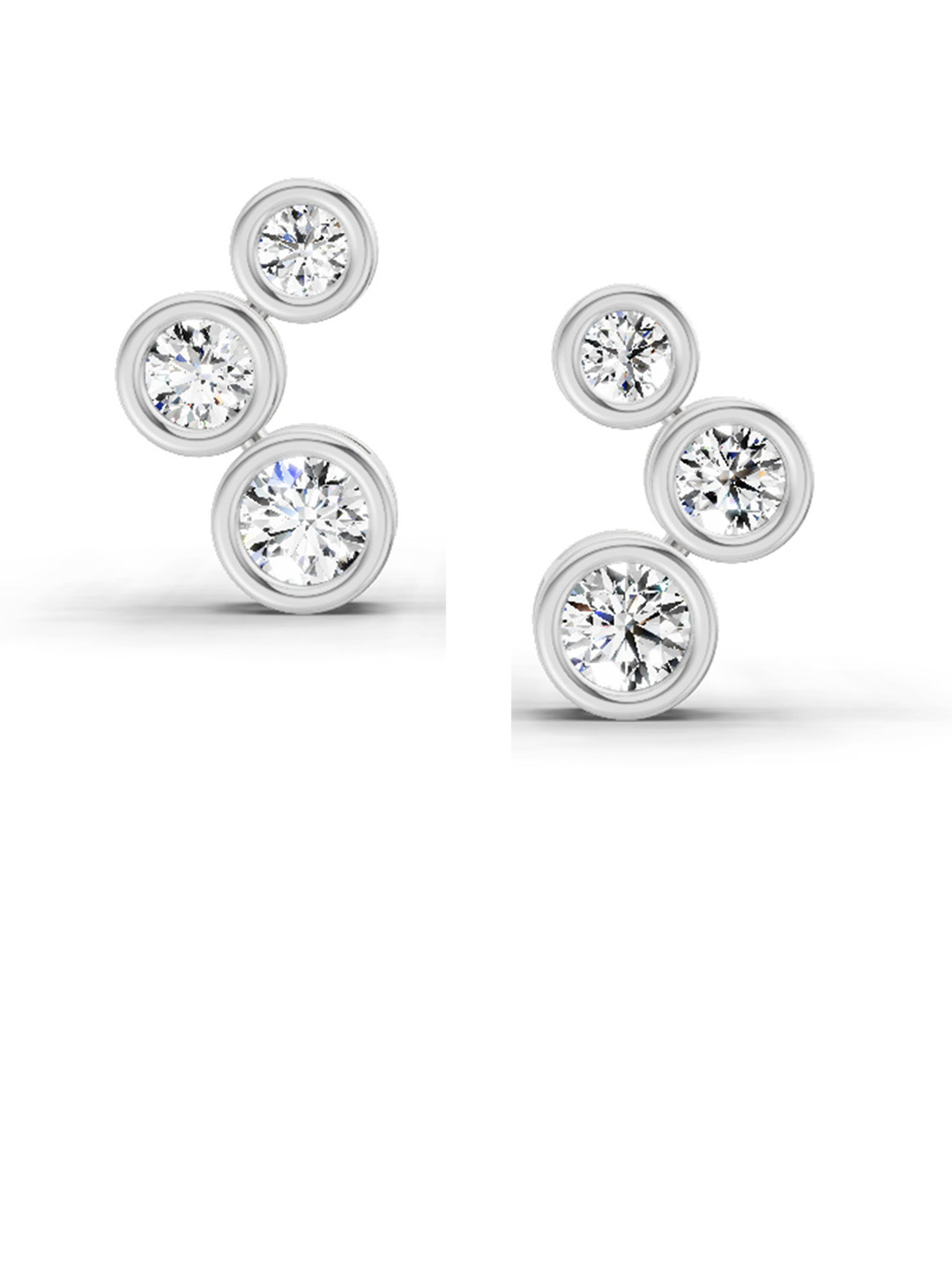 Sparkles Lab Grown Diamond 0.67 Carat Bezel Set Stud Earrings 14K White Gold