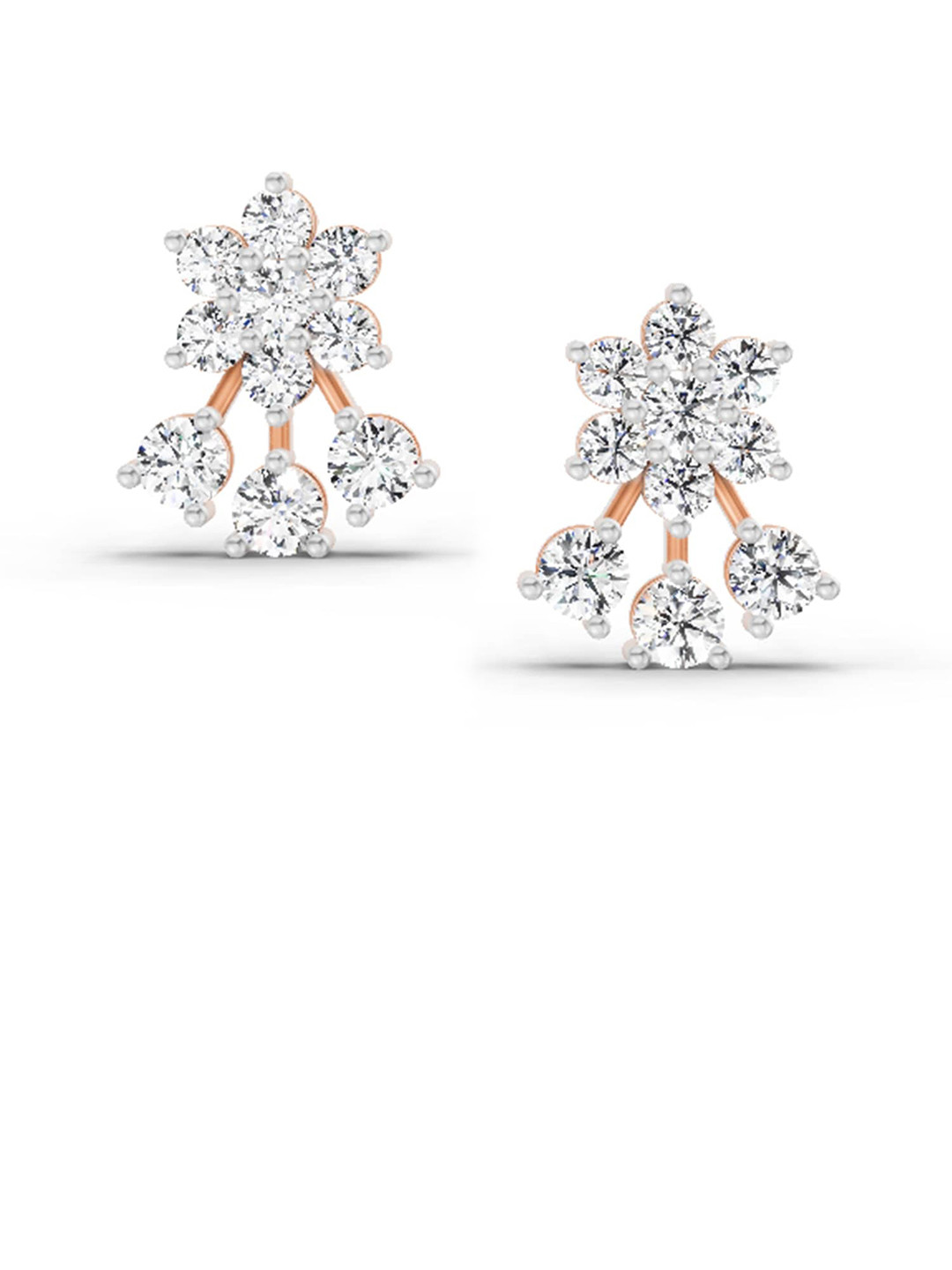 Sparkles Lab Grown Diamond  1.09 Carat Round Floral Stud Earrings 14K RoseGold