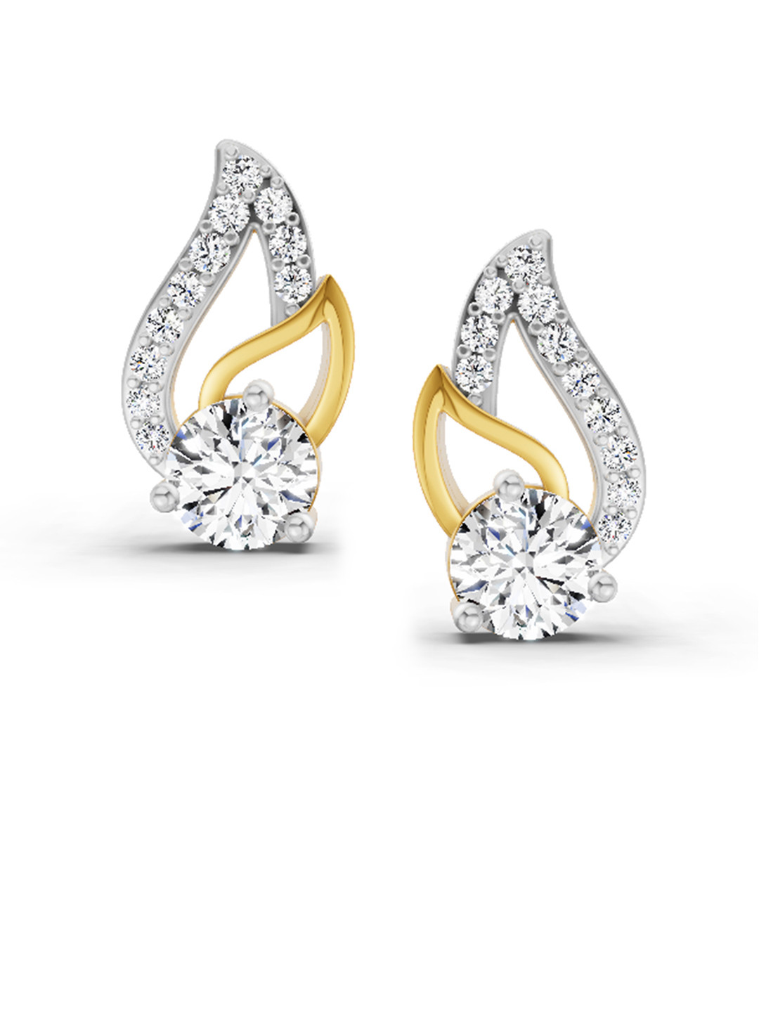 Sparkles Lab Grown Diamond 0.60 Carat Round Stud Earrings 14K Yellow Gold