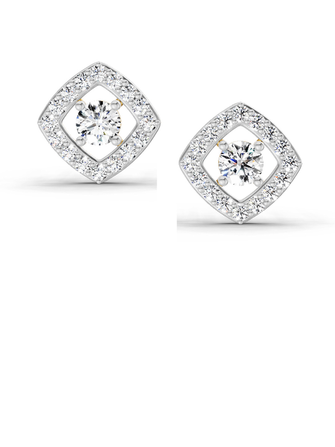 Sparkles Lab Grown Diamond 0.76 Carat Square Halo Stud Earrings 14K Yellow Gold