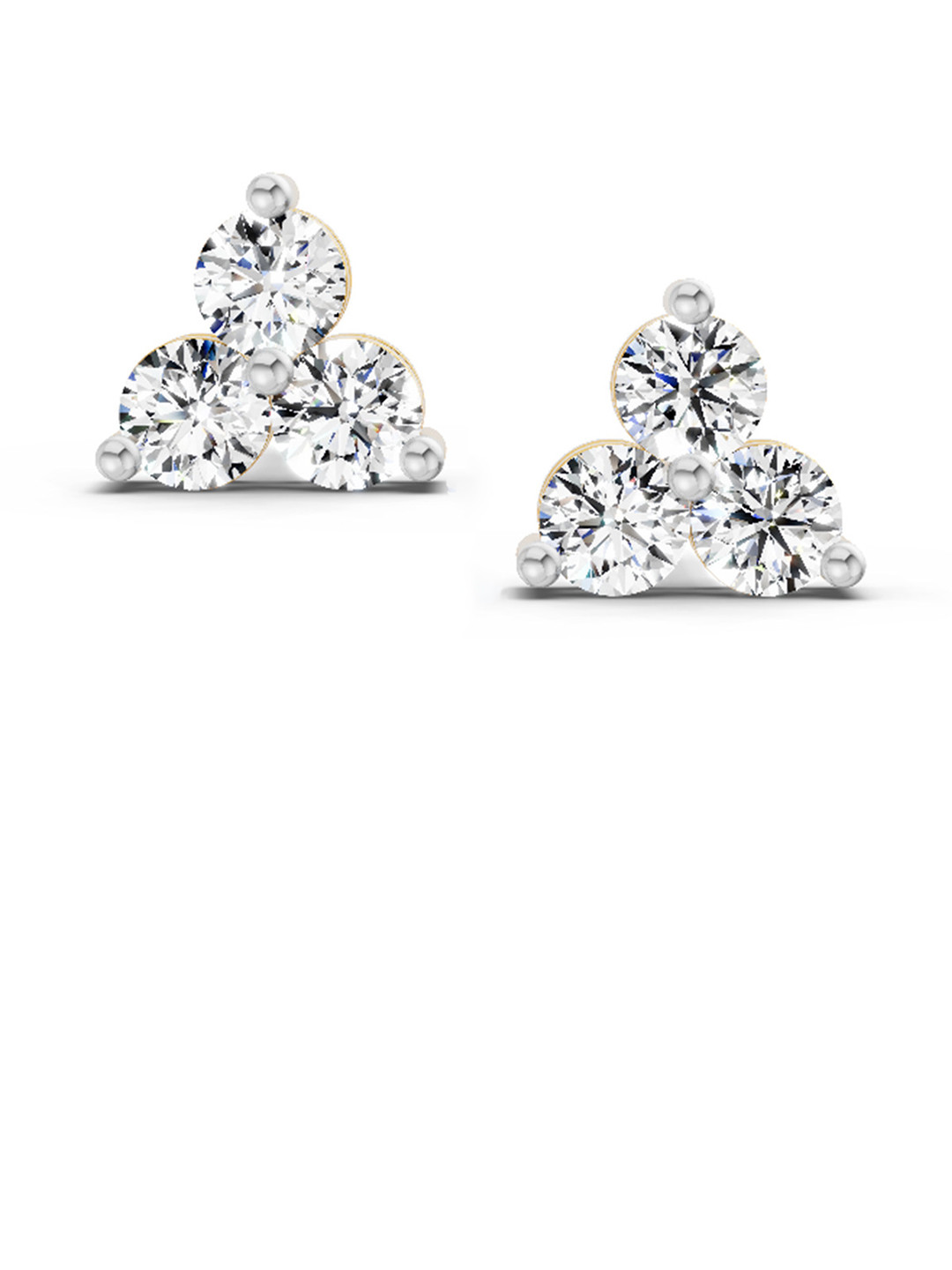 Sparkles Lab Grown Diamond 1.05 Carat Trio Stud Earrings 14K Yellow Gold