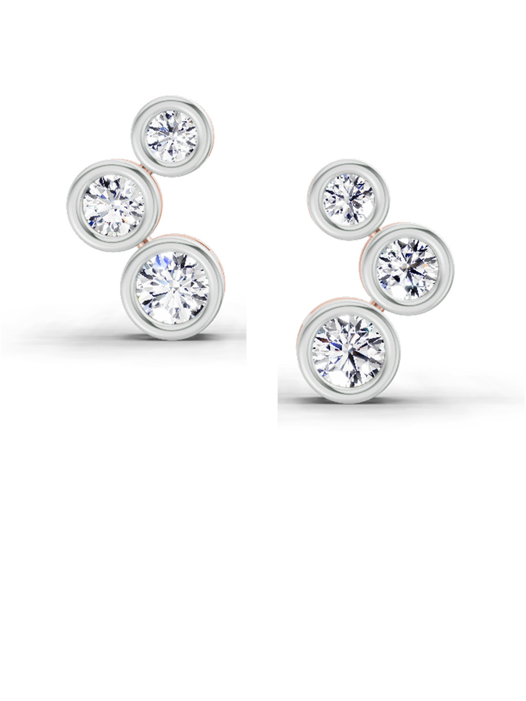 Sparkles Lab Grown Diamond 0.67 Carat Bezel Set Stud Earrings 14K Rose Gold