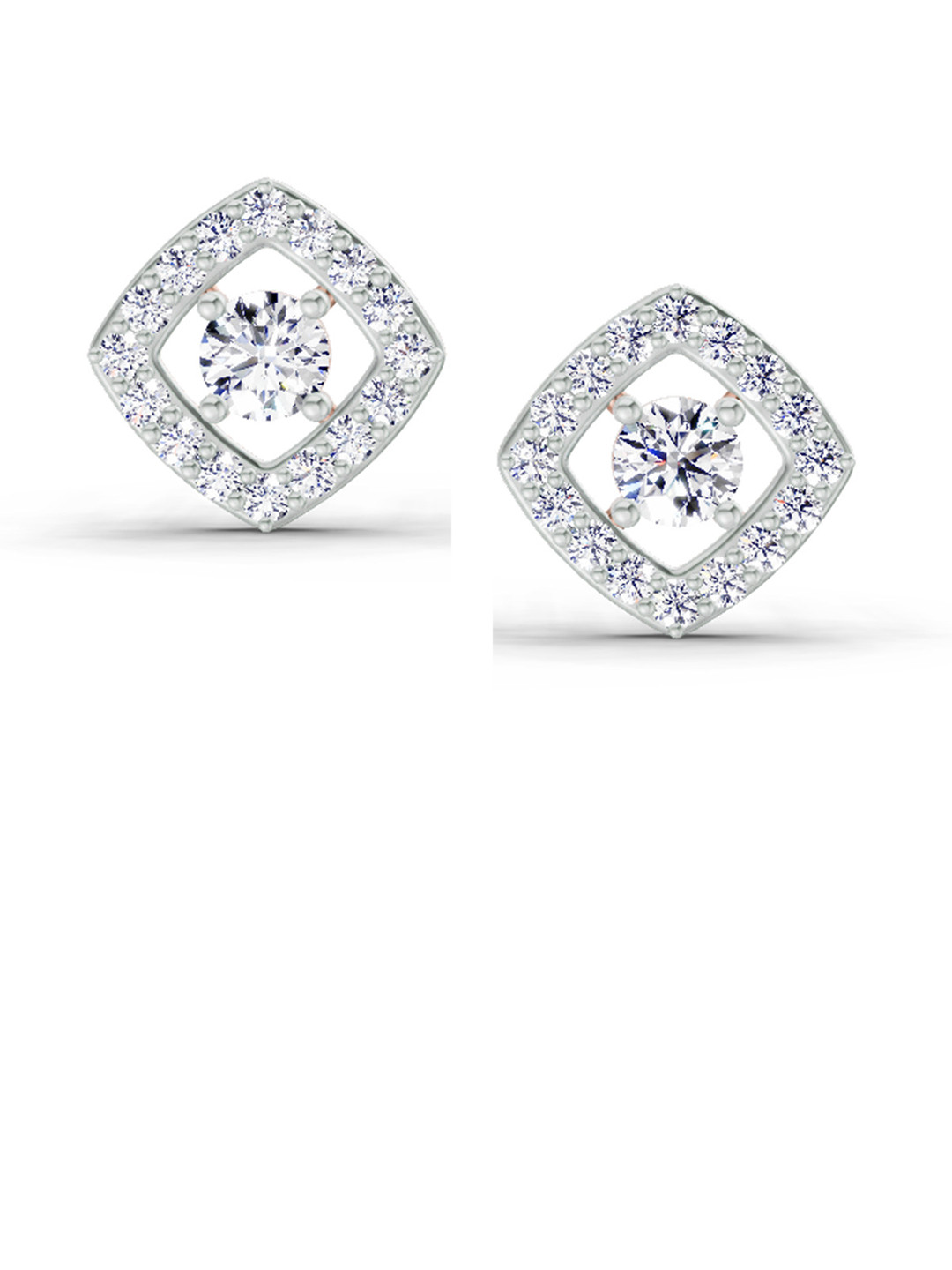 Sparkles Lab Grown Diamond 0.76 Carat Square Halo Stud Earrings 14K Rose Gold