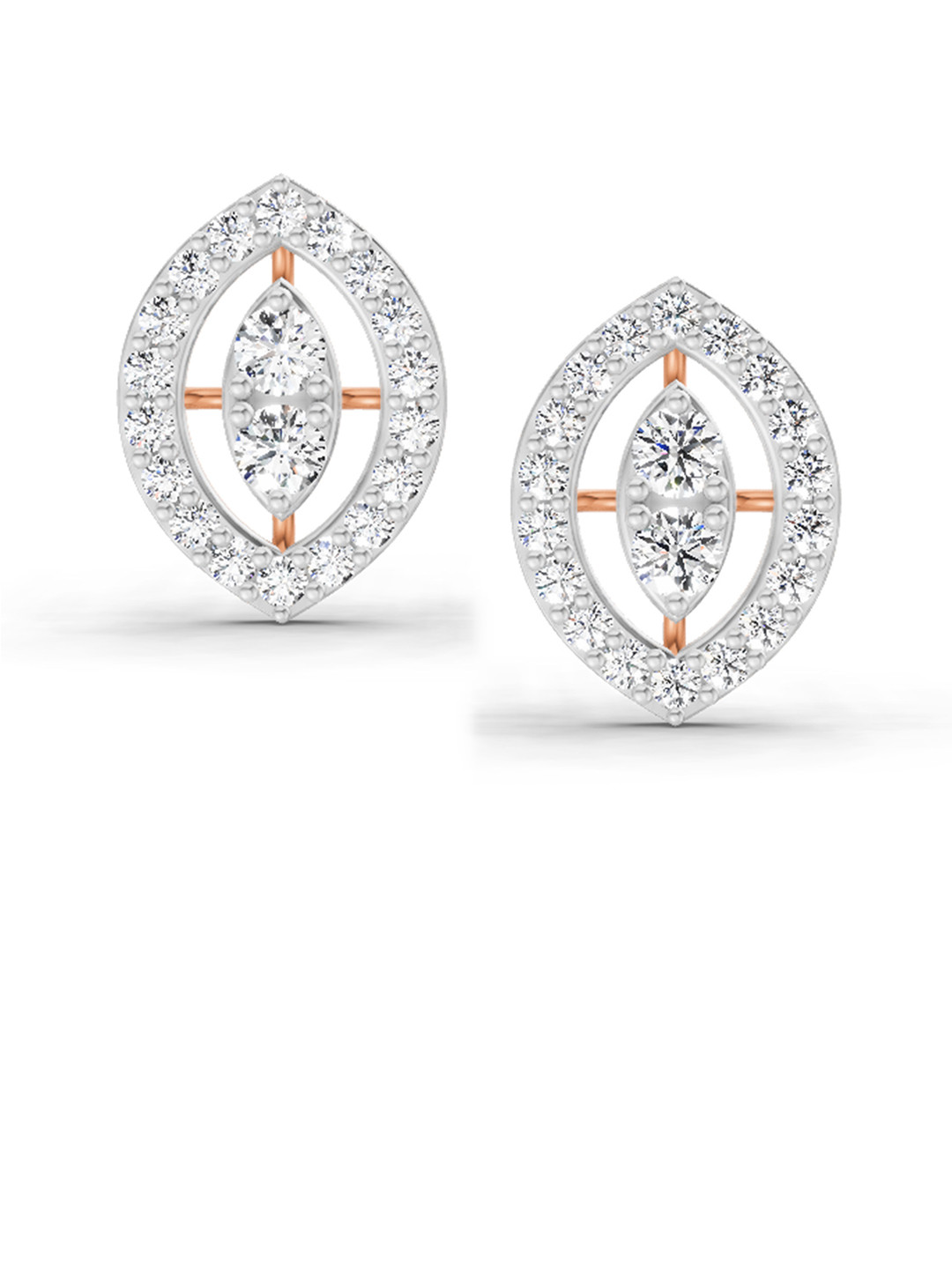 Sparkles Lab Grown Diamond 0.79 Carat Halo Stud Earrings 14K Rose Gold