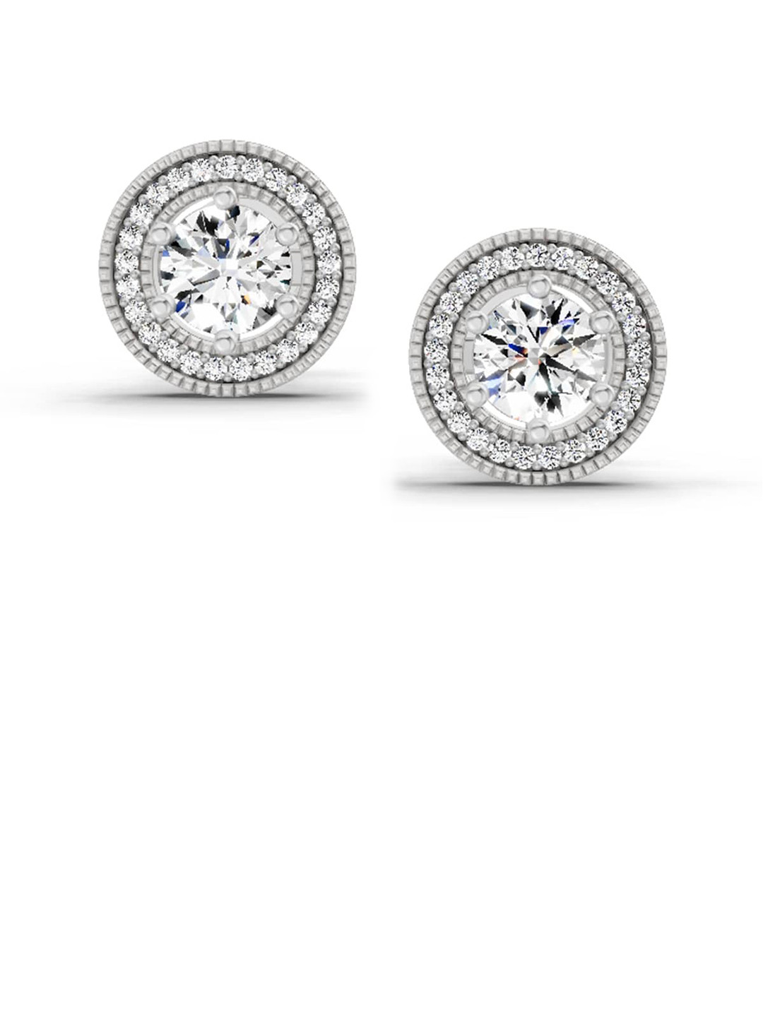 Sparkles Lab Grown Diamond 1.40 Ct Round Shape Earrings 14K White Gold