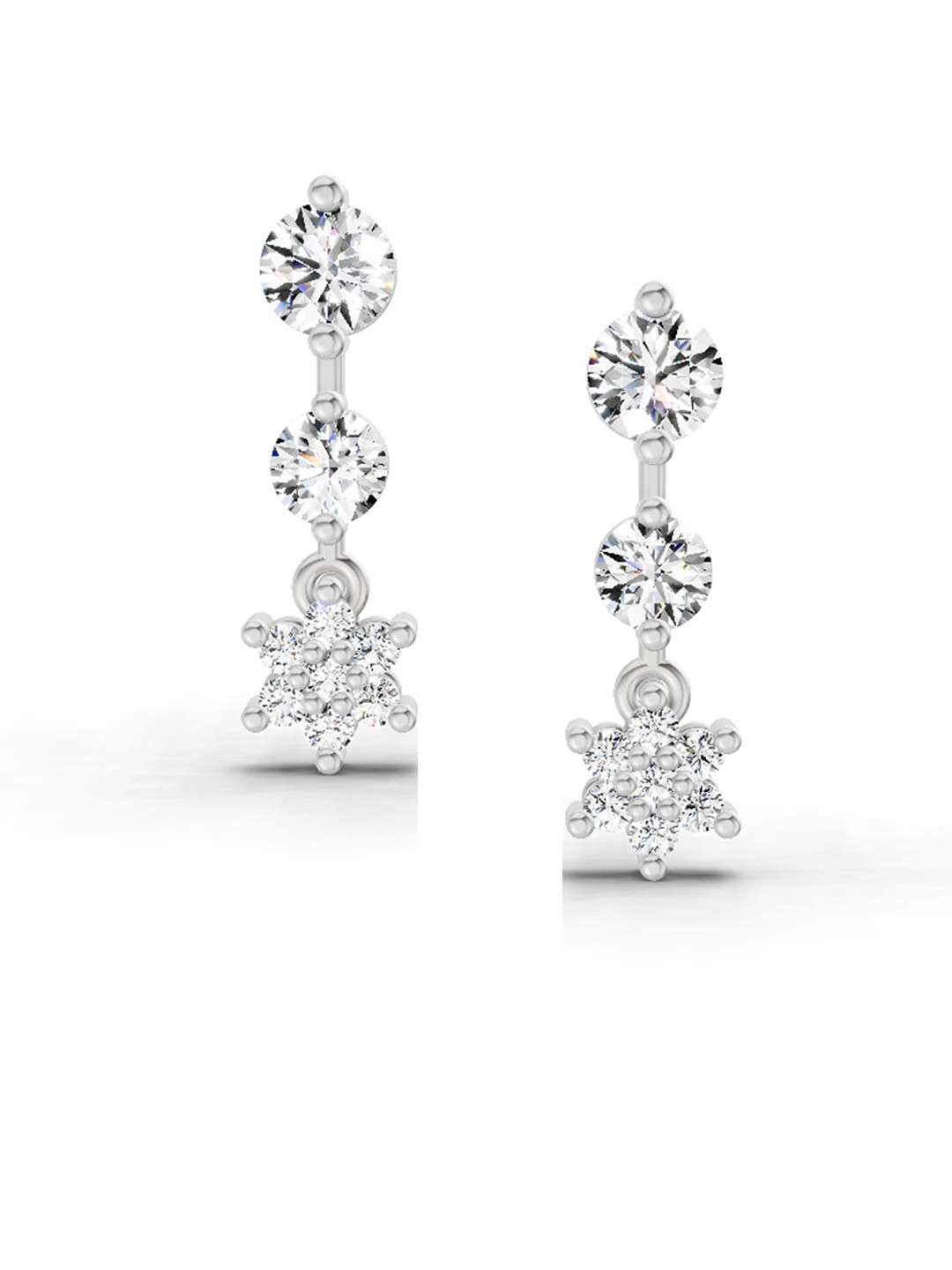 Sparkles Lab Grown Diamond 0.69 Carat Round Drop Earrings 14K White Gold