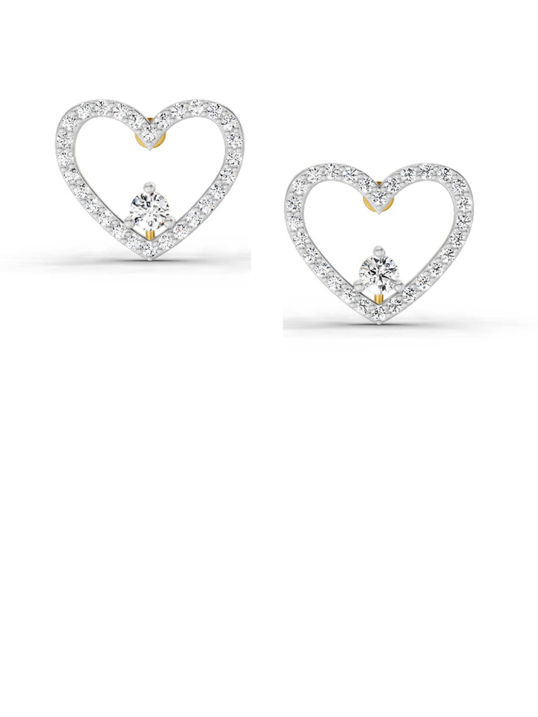Sparkles Lab Grown Diamond 0.66 Carat Heart Halo Stud Earrings 14K Yellow Gold