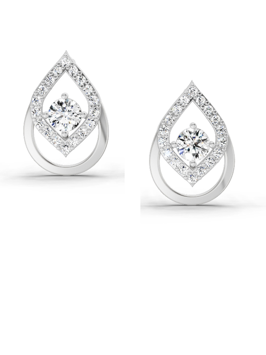 Sparkles Lab Grown Diamond 0.70 Carat Pear Halo Stud Earrings 14K White Gold