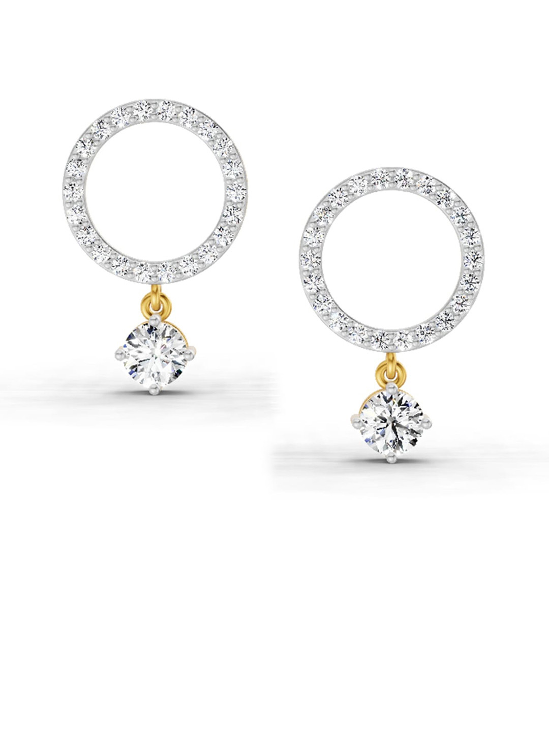 Sparkles Lab Grown Diamond 1.21 Carat Circle Drop Stud Earrings 14K Yellow Gold
