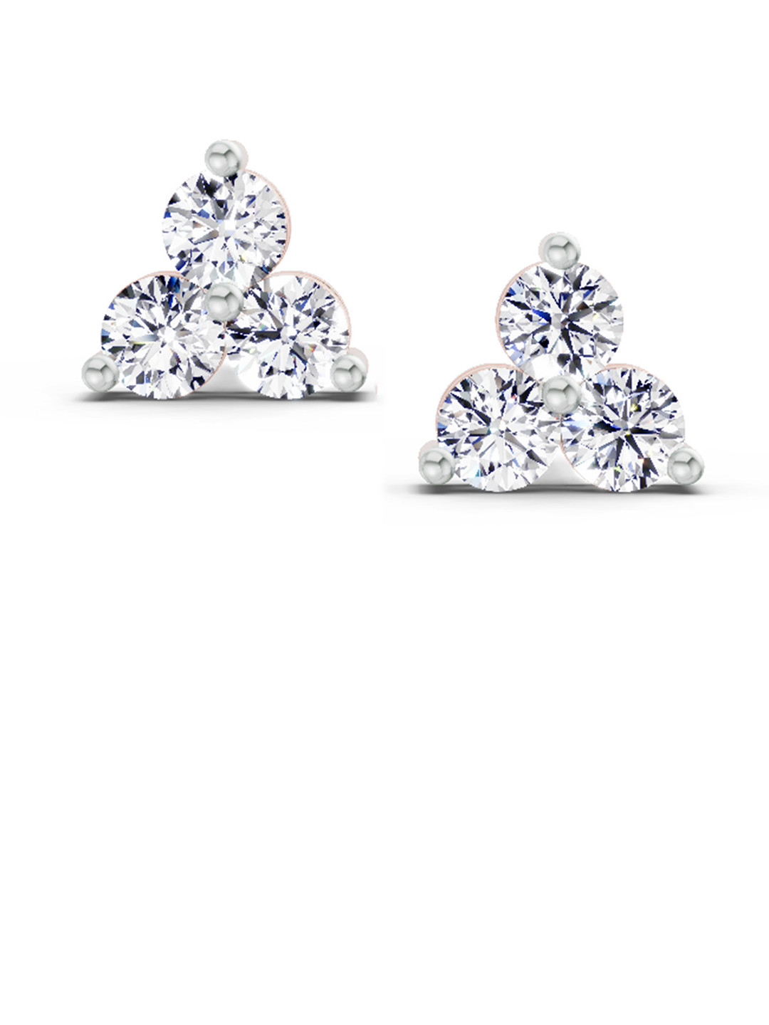 Sparkles Lab Grown Diamond 1.05 Carat Trio Stud Earrings 14K White Gold