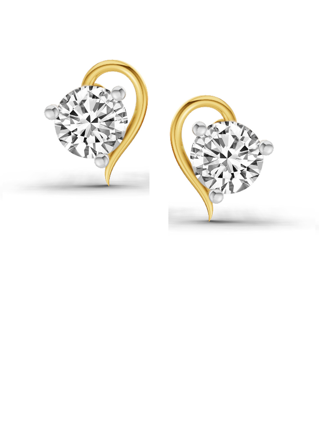 Sparkles Lab Grown Diamond 0.6 Carat Round Heart Stud Earrings 14K Yellow Gold