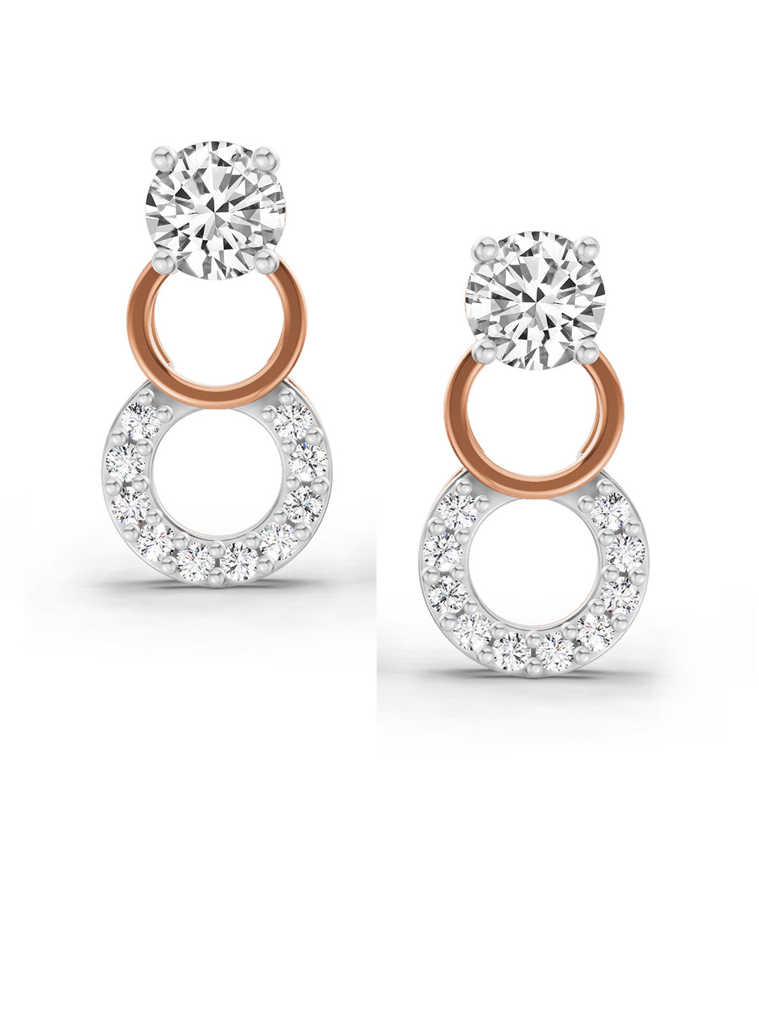 Sparkles Lab Grown Diamond 0.71 Carat Round Dangle Earrings 14K Rose Gold