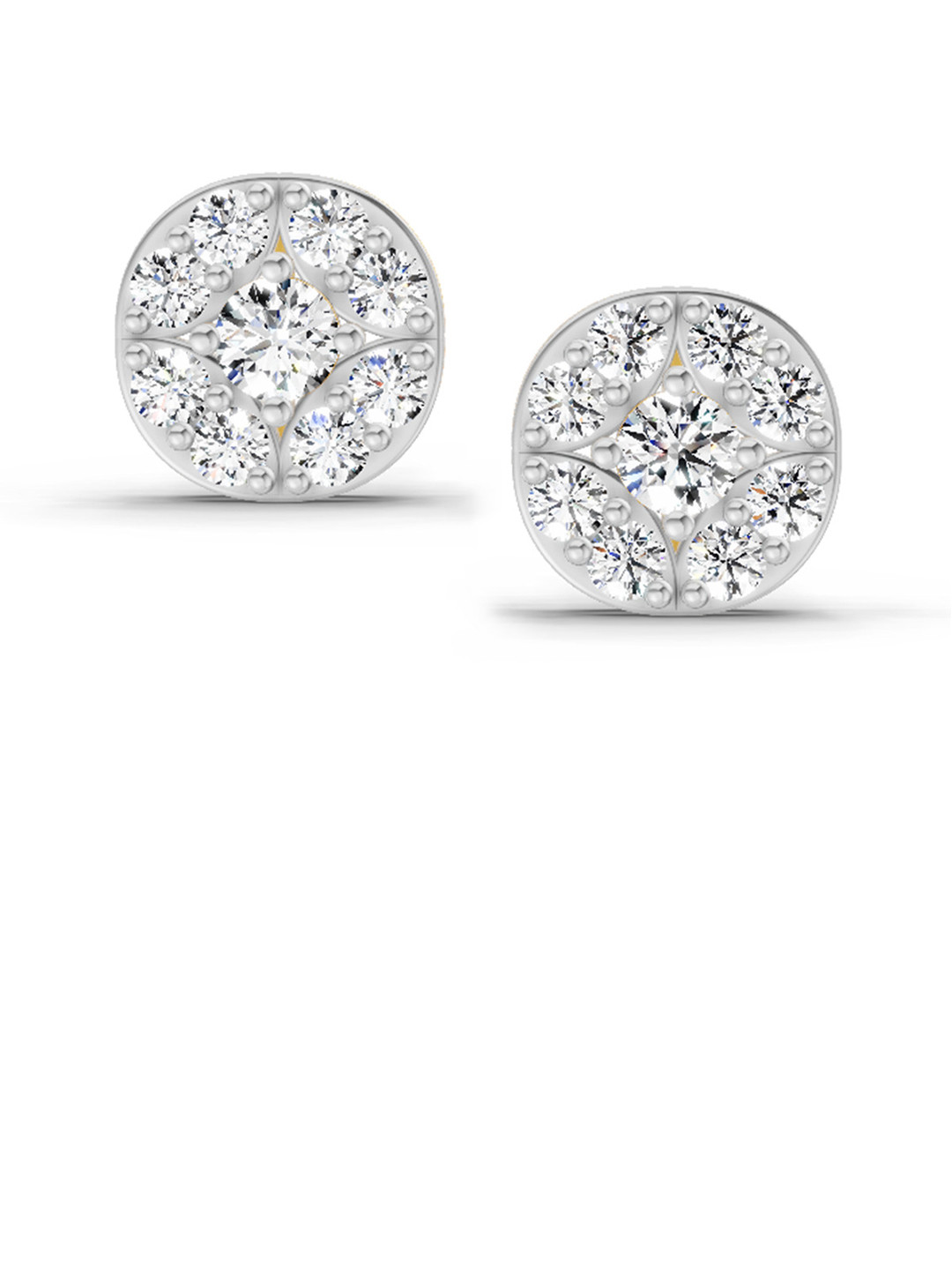 Sparkles Lab Grown Diamond 0.95 Carat Round Cluster Stud Earrings 14K Yellow Gold