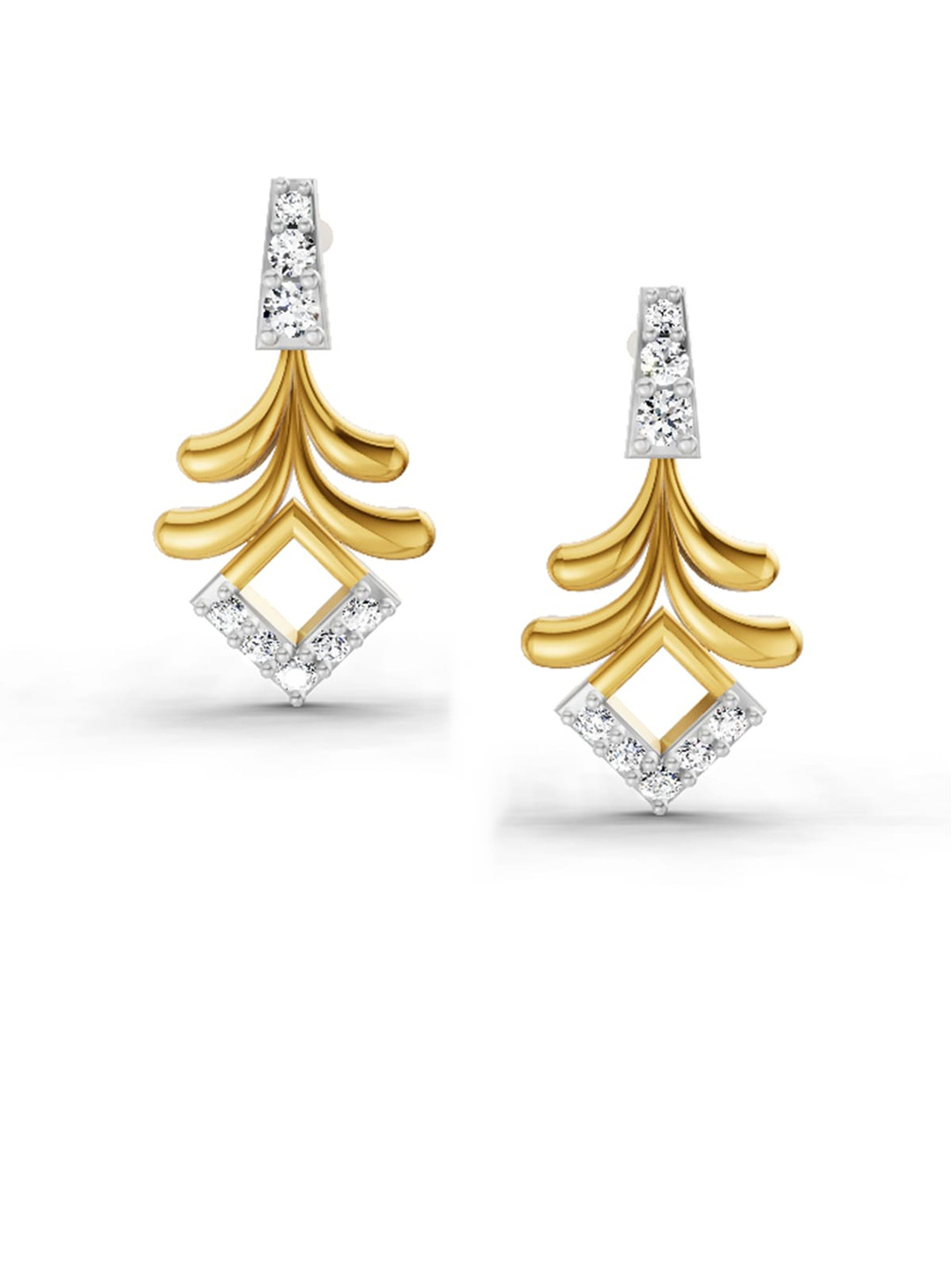 Sparkles Lab Grown Diamond 0.10 Ct Round Shape Earrings 14K Yellow Gold