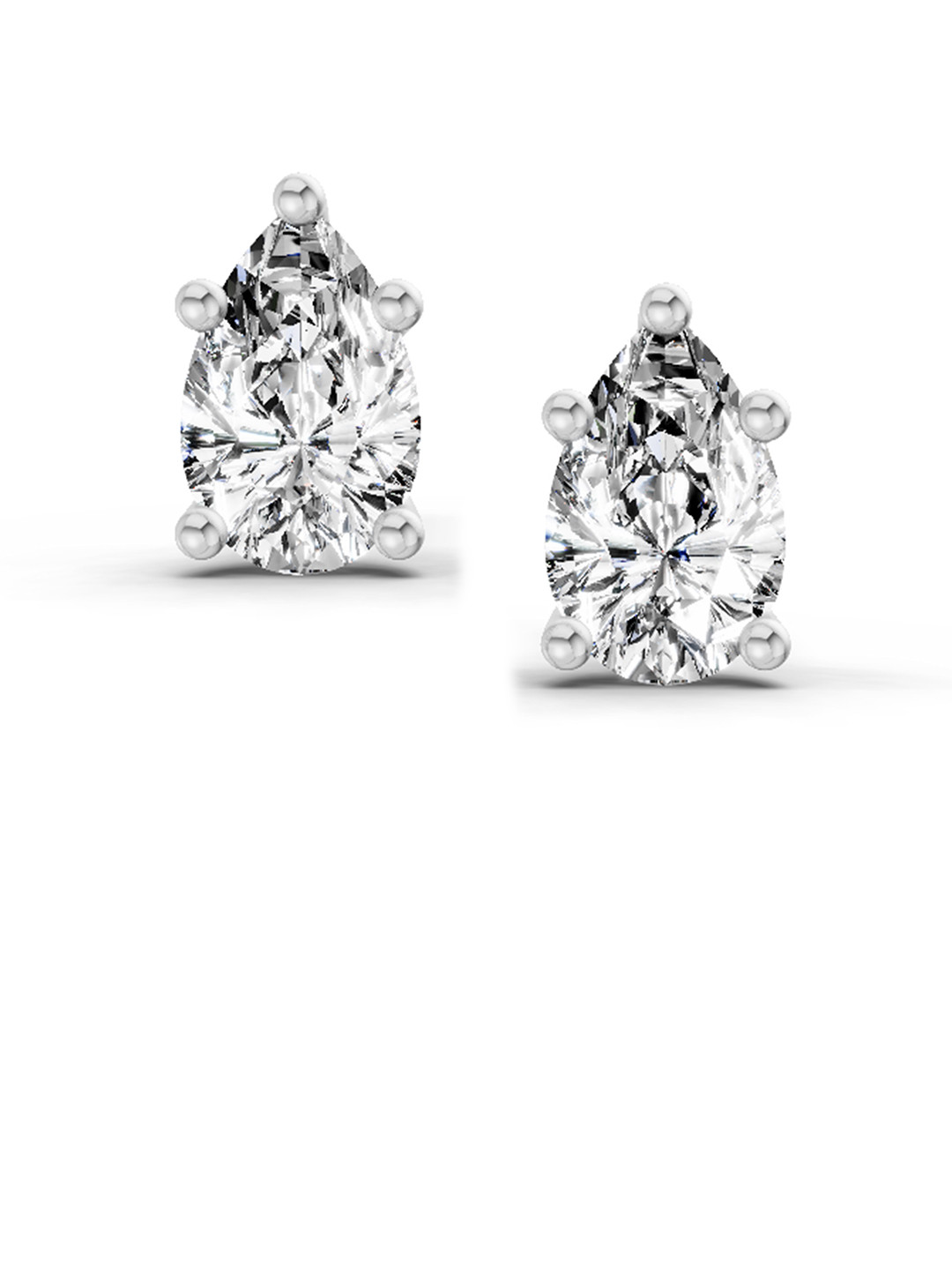 Sparkles Lab Grown Diamond 0.64 Carat Pear Stud Earrings 14K White Gold