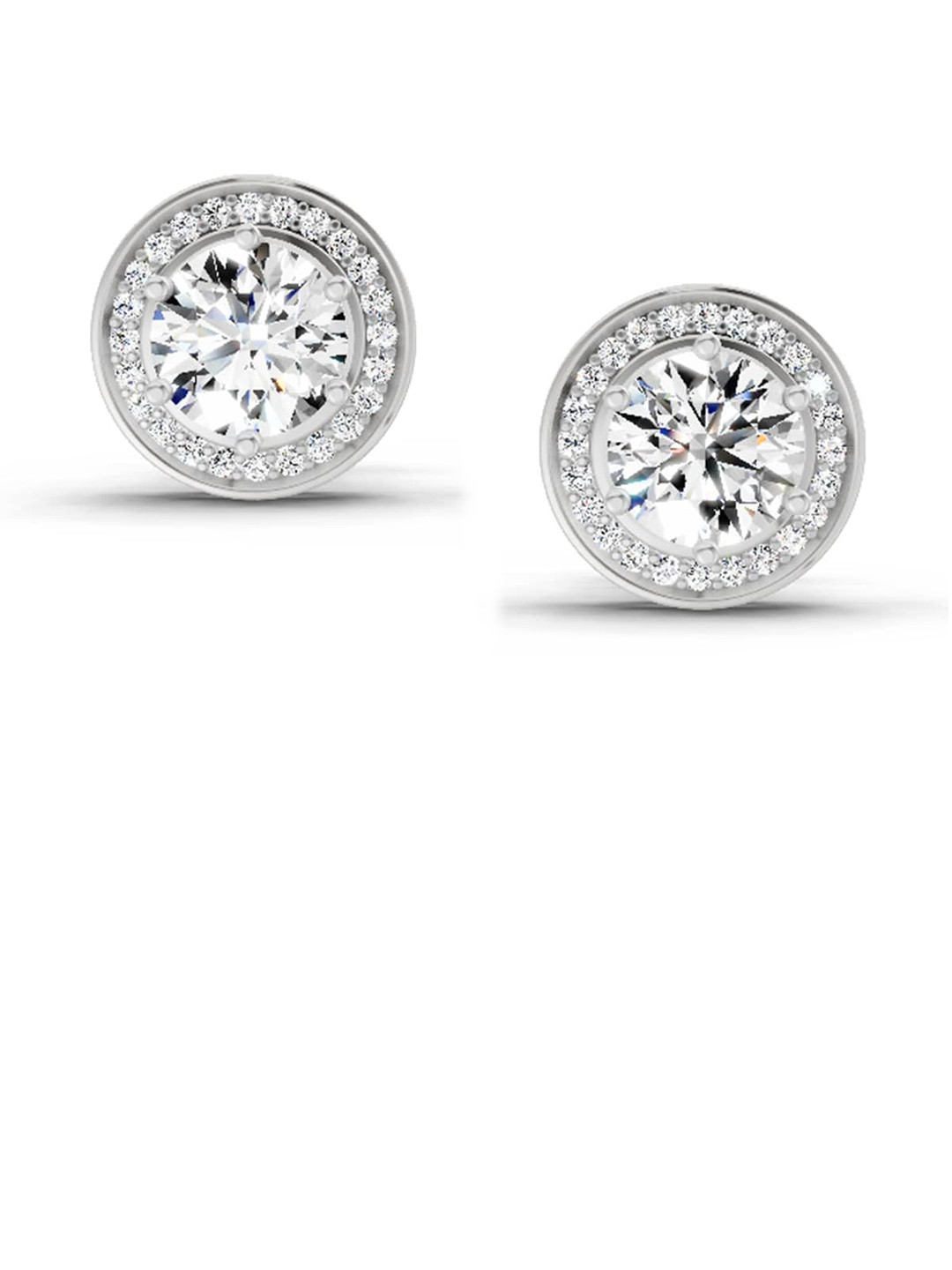Sparkles Lab Grown Diamond 1.39 Carat Round Halo Stud Earrings 14K White Gold