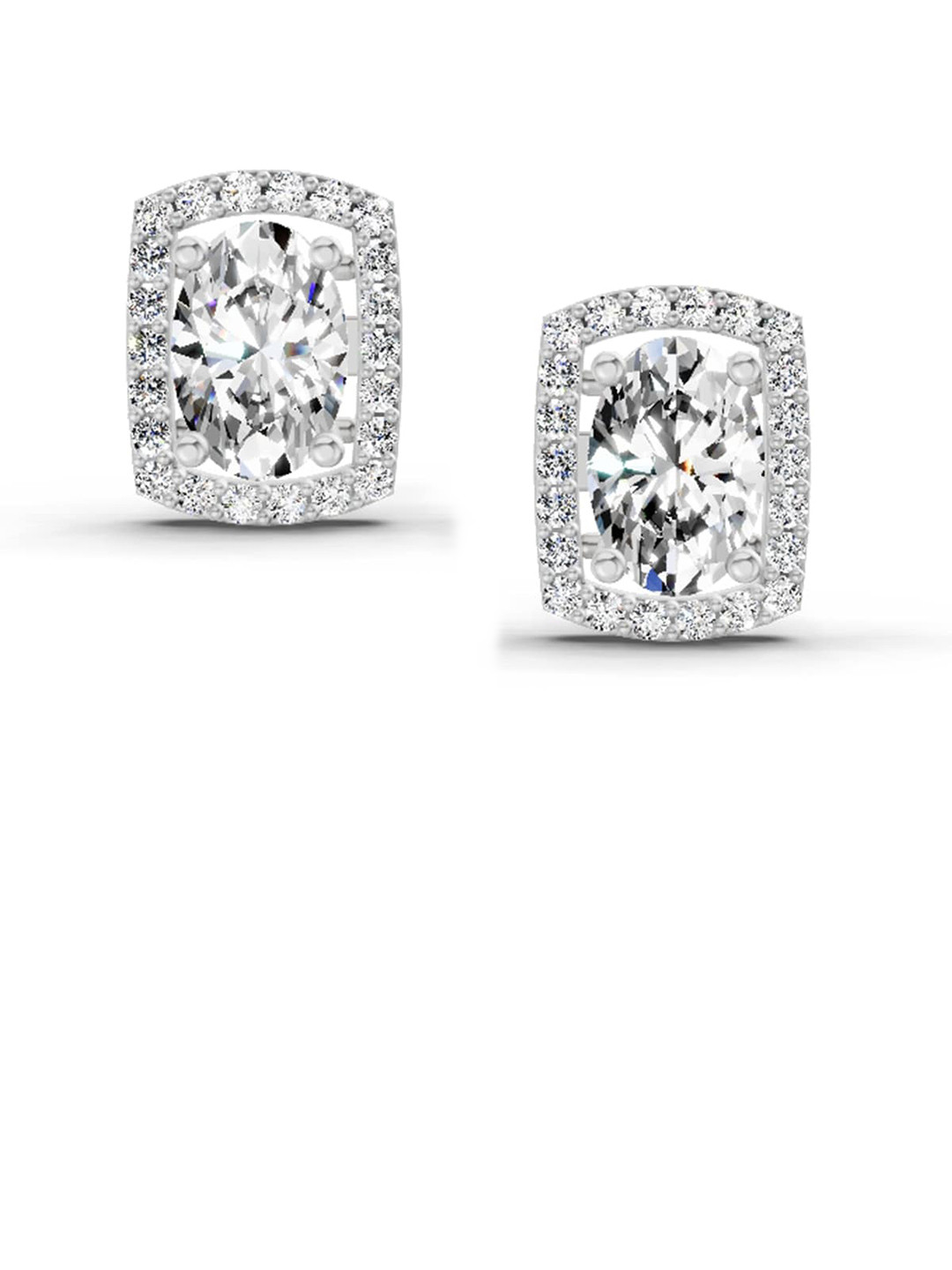 Sparkles Lab Grown Diamond 1.22 Ct Oval Shape Earrings 14K White Gold