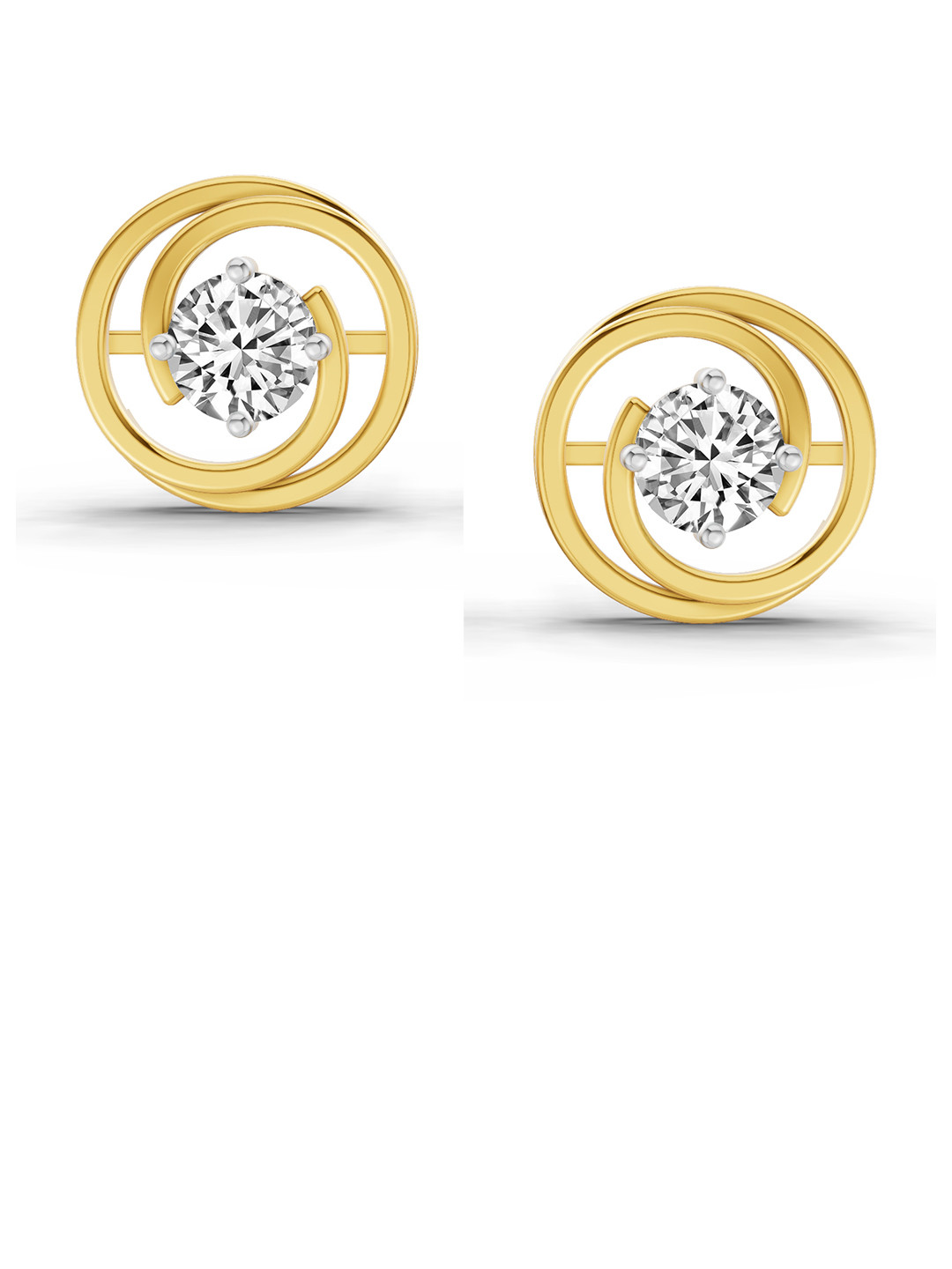 Sparkles Lab Grown Diamond 0.64 Carat Round Stud Earrings 14K Yellow Gold