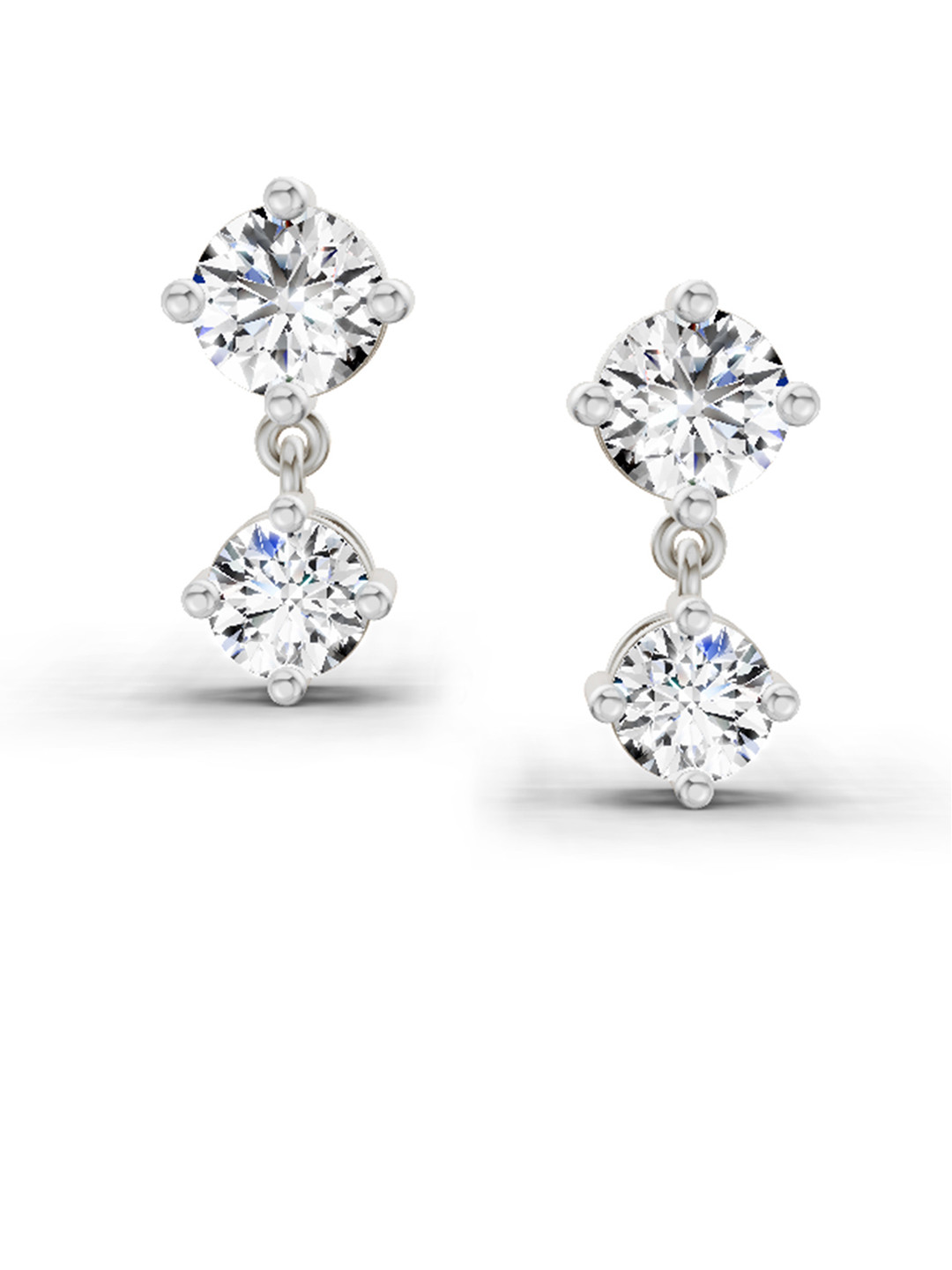 Sparkles Lab Grown Diamond 0.53 Carat Round Dangle Earrings 14K White Gold