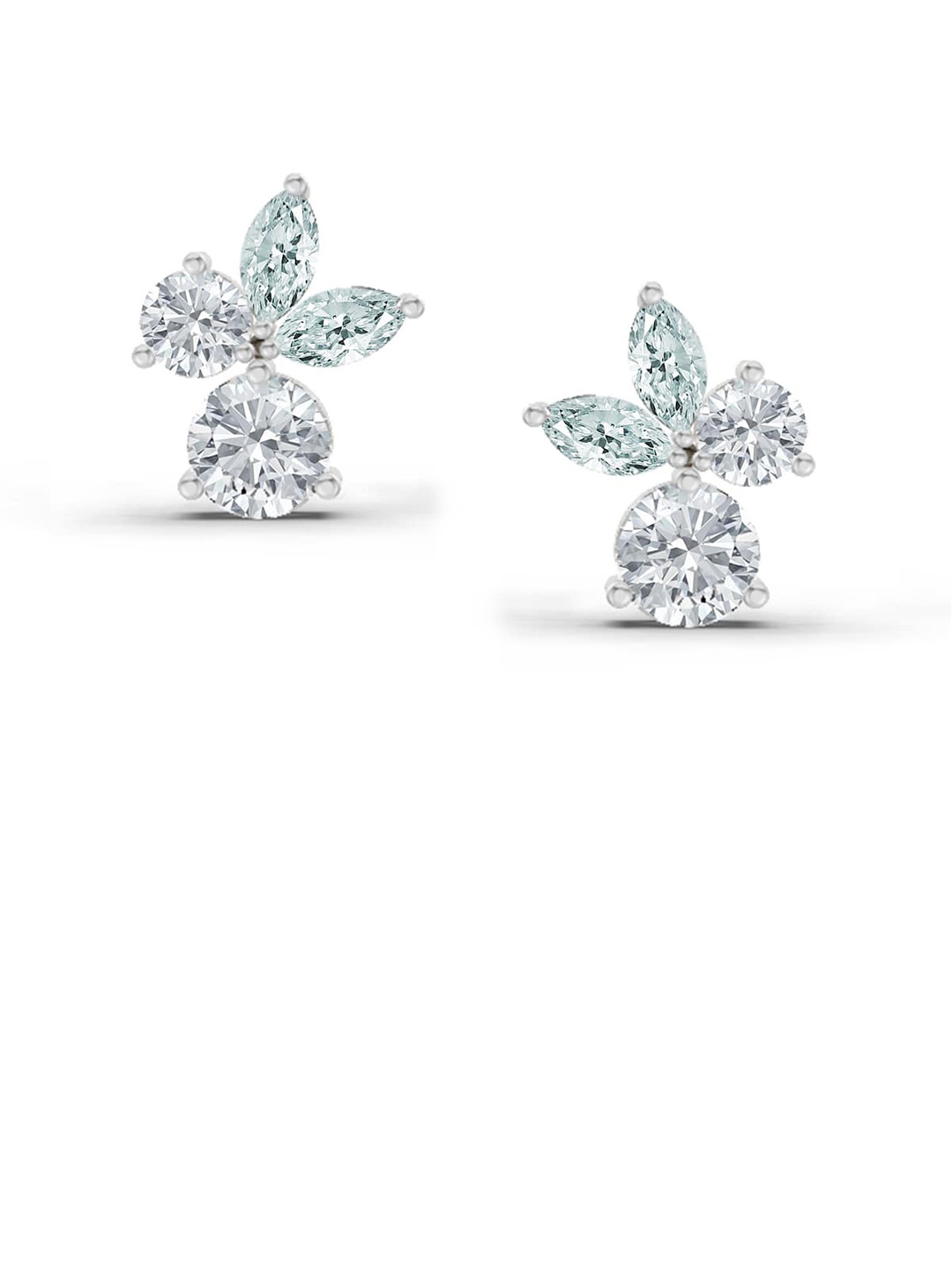 Sparkles Lab Grown Diamond 1.08 Carat Floral Stud Earrings 14K White Gold
