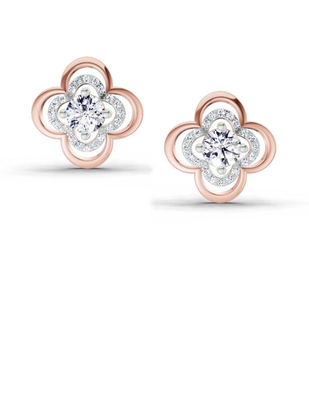 Sparkles Lab Grown Diamond 0.65 Carat Round Fashion Earrings 14K Rose Gold