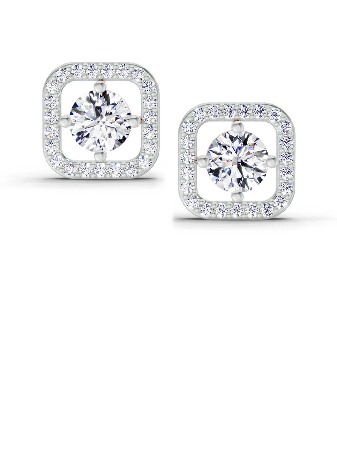 Sparkles Lab Grown Diamond 1.9 Carat Round Stud Earrings 14K White Gold