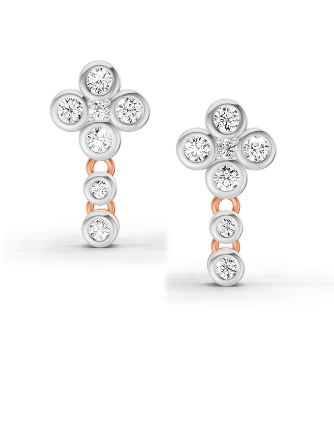 Sparkles Lab Grown Diamond 0.5 Carat Round Dangle Earrings 14K Rose Gold